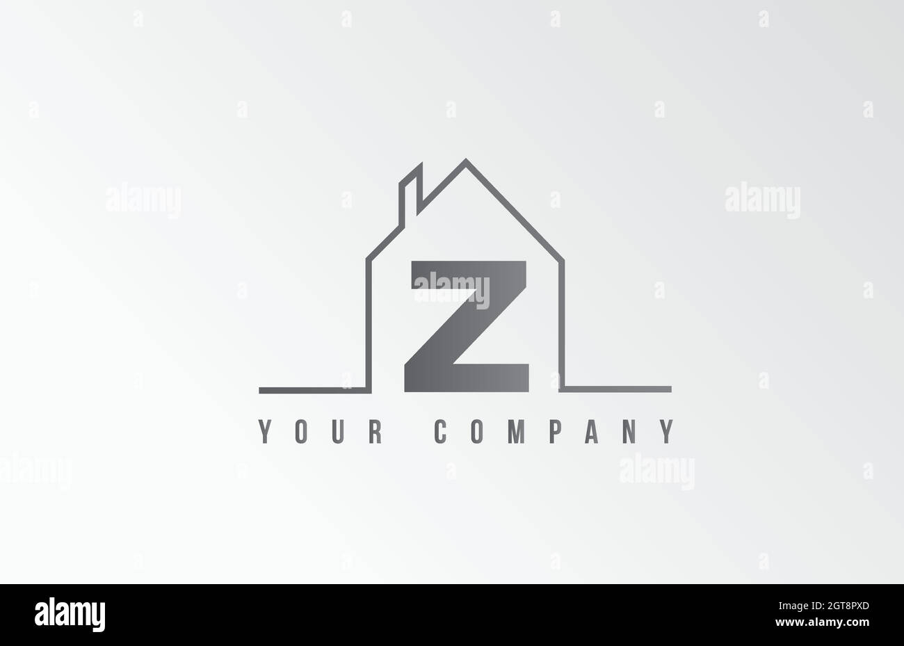 Z Home Alphabet Symbol Logo Buchstaben Design. Haus für eine Immobilienfirma. Geschäftsidentität mit dünner Linienkontur Stock Vektor