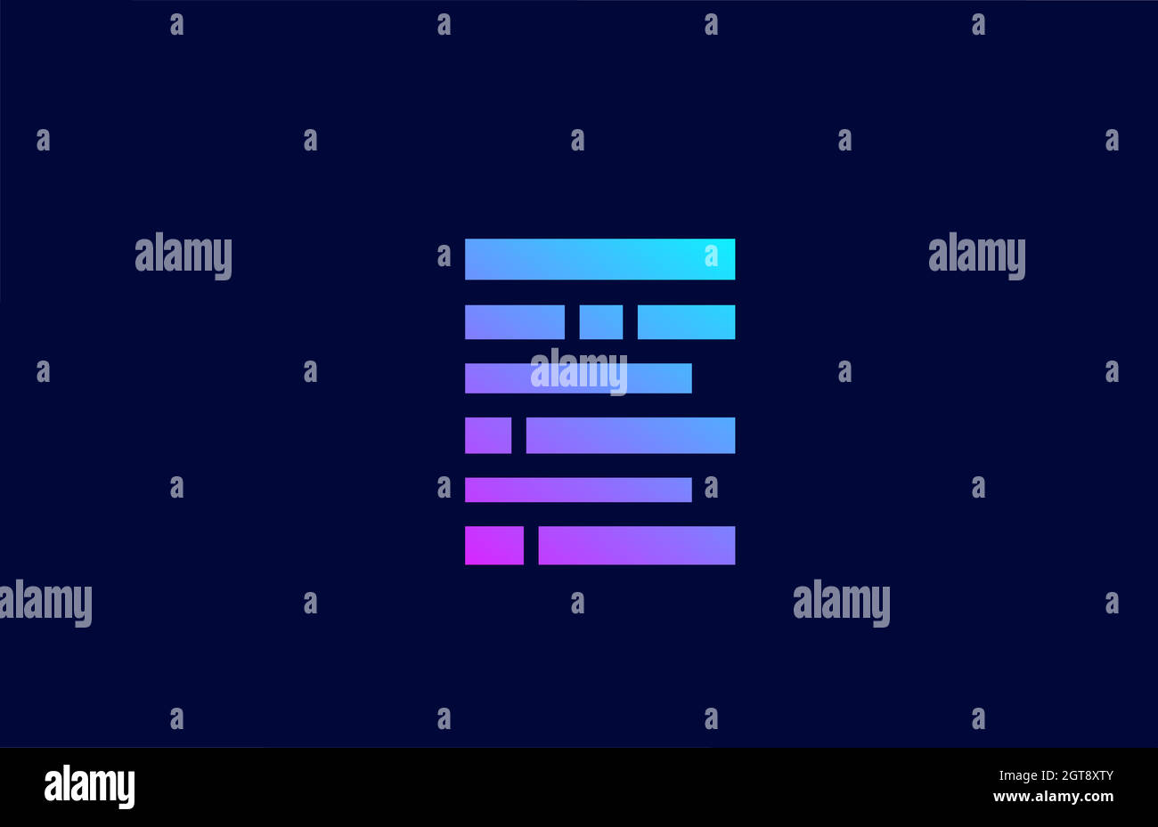 Buchstabe E-Logo Alphabet-Symbol mit Blocklinie. Kreatives Design für Unternehmen und Unternehmen in rosa-blauer Farbgebung Stock Vektor