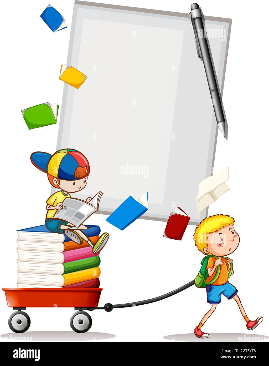 Zwei Jungen mit Büchern Stock Vektor