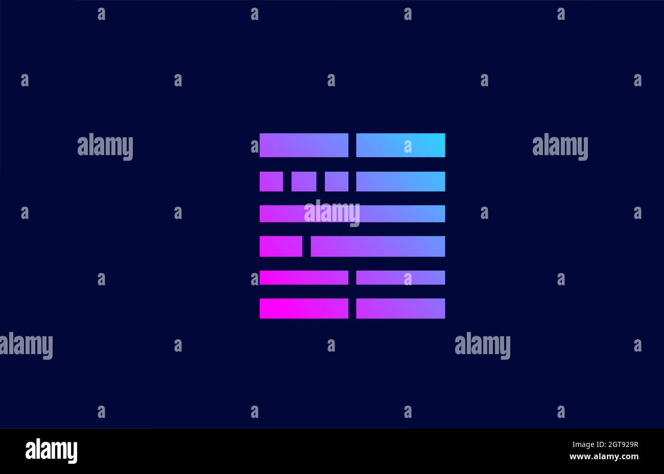 Buchstabe H-Logo Alphabet-Symbol mit Blocklinie. Kreatives Design für Unternehmen und Unternehmen in rosa-blauer Farbgebung Stock Vektor