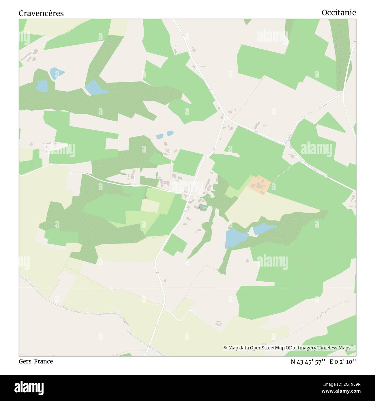 Cravencères, Gers, France, Canzitanie, N 43 45' 57'', E 0 2' 10'', map