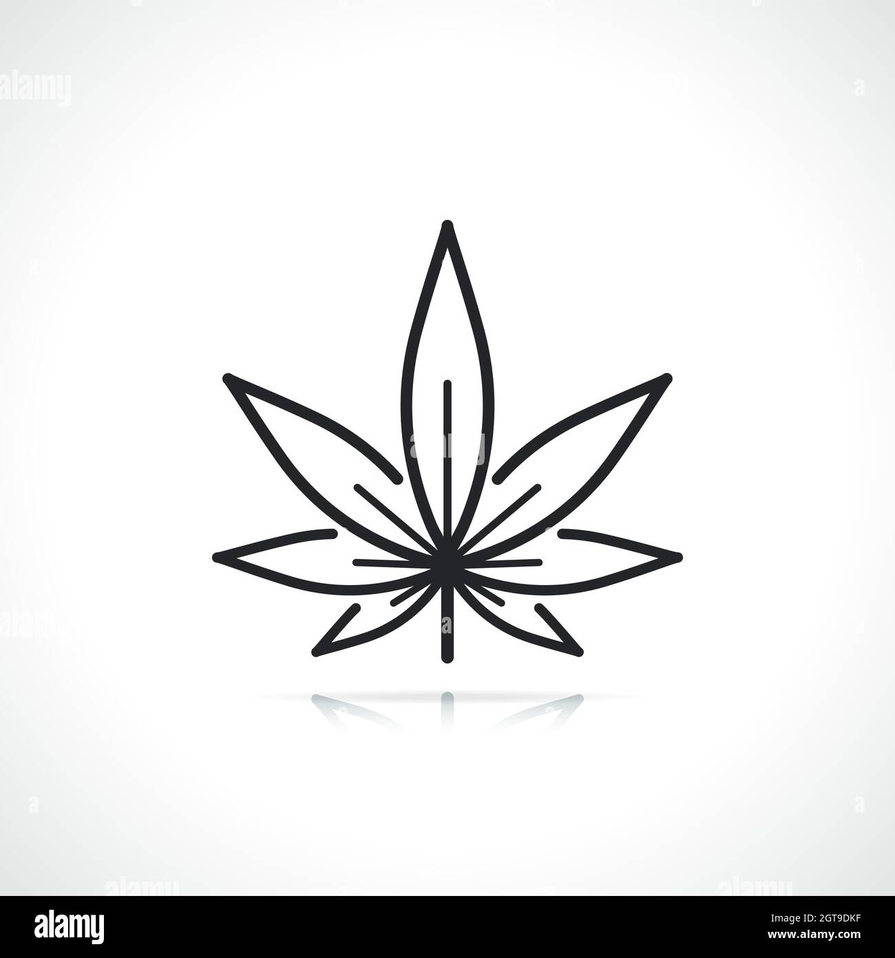 Symbol für dünne Linien von Cannabis- oder Marihuanablättern Stock Vektor