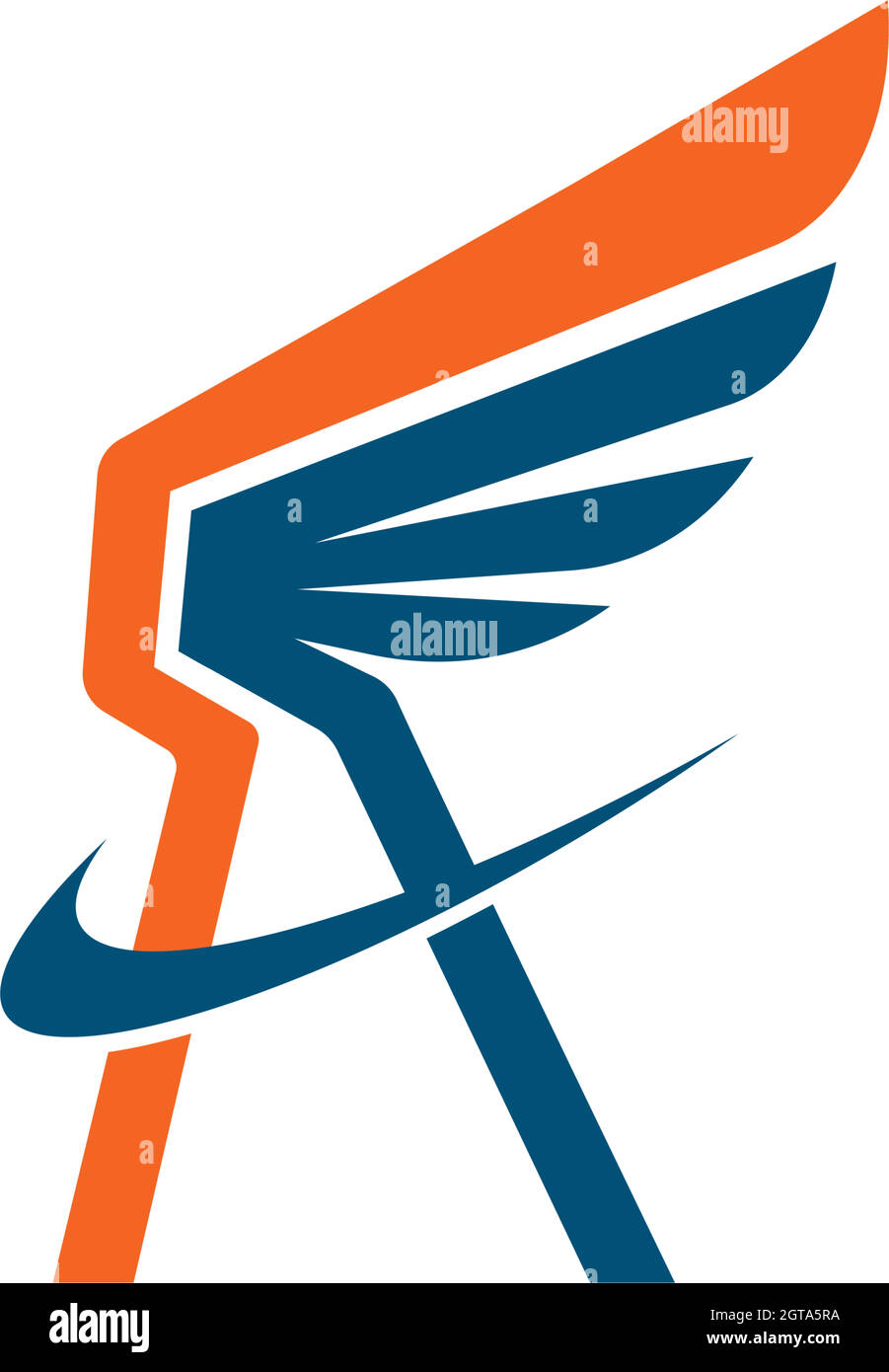 Flügel ein Buchstabe Logo Konzept Symbol Vektor Illustration Stock Vektor