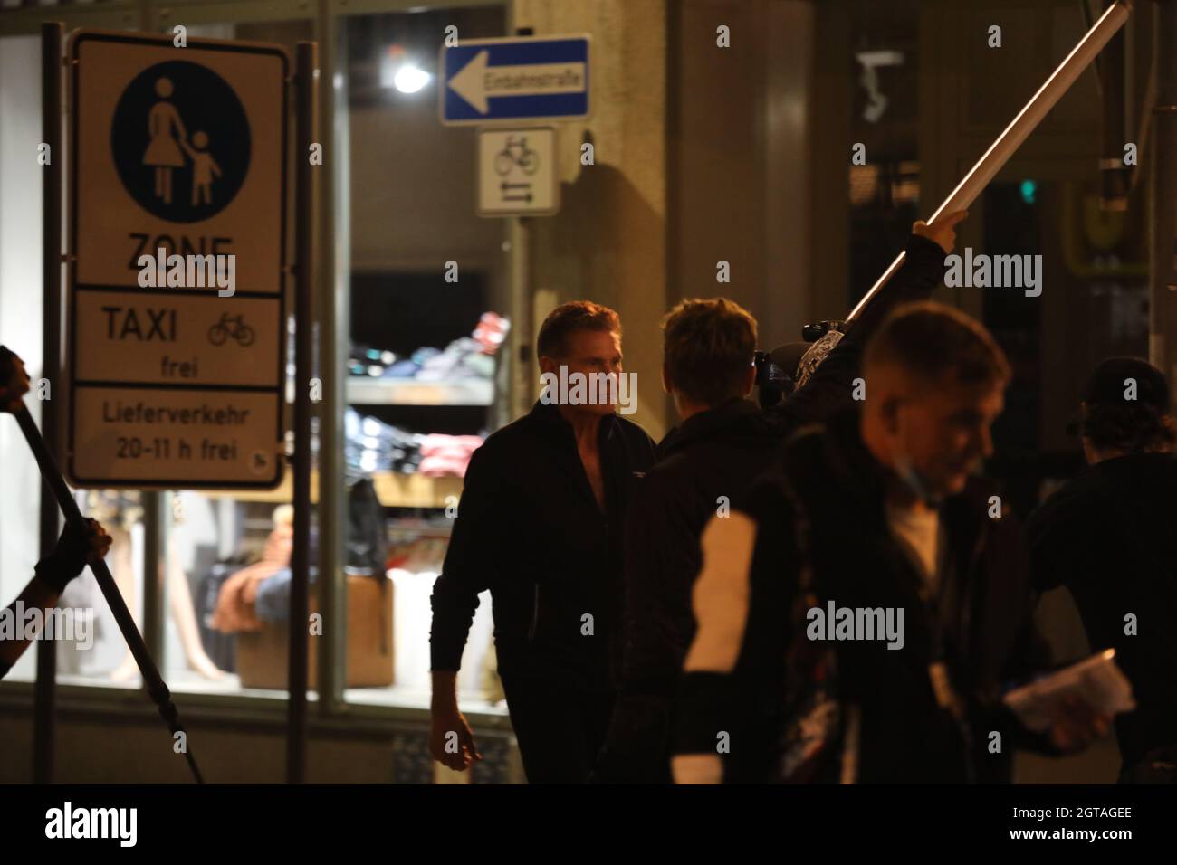 David Hasselhoff am Set zu Dreharbeiten für die Serie 'Ze Network' auf der Hospitalstraße. Görlitz, 28.09.2021 Stockfoto