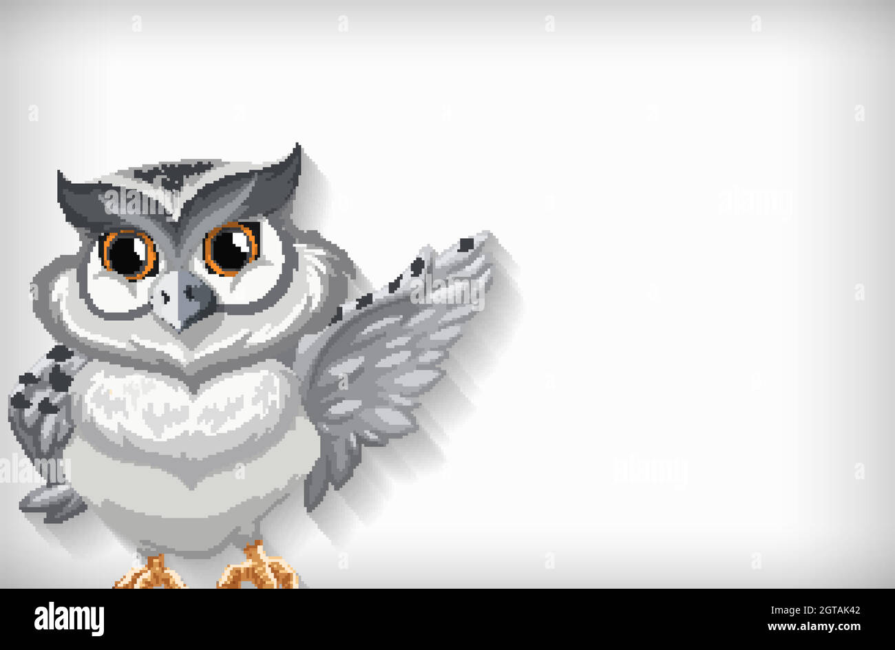 Hintergrundvorlage mit einfarbiger Farbe und Schneeeule Stock Vektor