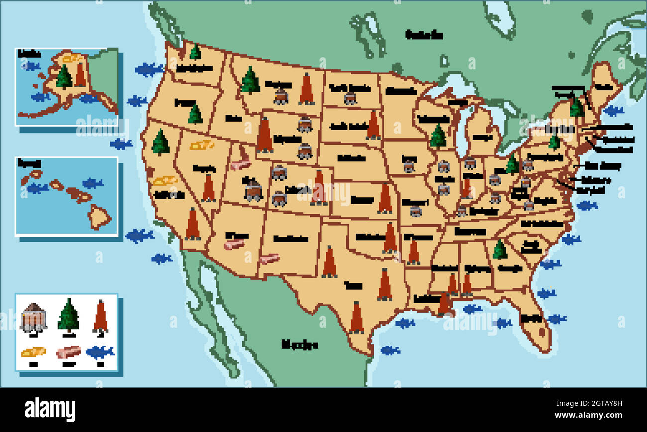 Karte Der Vereinigten Staaten Von Amerika Mit Namen Der Bundesstaaten