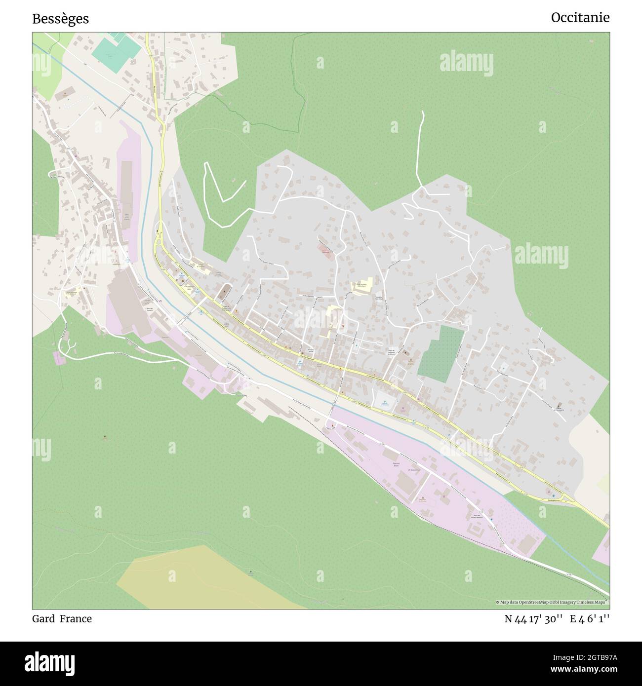 Bessèges, Gard, France, Canzitanie, N 44 17' 30'', E 4 6' 1'', map, Timeless Map veröffentlicht im Jahr 2021. Reisende, Entdecker und Abenteurer wie Florence Nightingale, David Livingstone, Ernest Shackleton, Lewis and Clark und Sherlock Holmes haben sich bei der Planung von Reisen zu den entlegensten Ecken der Welt auf Karten verlassen.Timeless Maps kartiert die meisten Orte auf der Welt und zeigt die Verwirklichung großer Träume Stockfoto