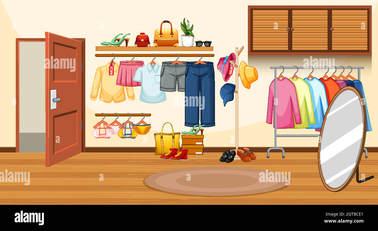 Inneneinrichtung im Umkleidekabinen-Hintergrund Stock Vektor