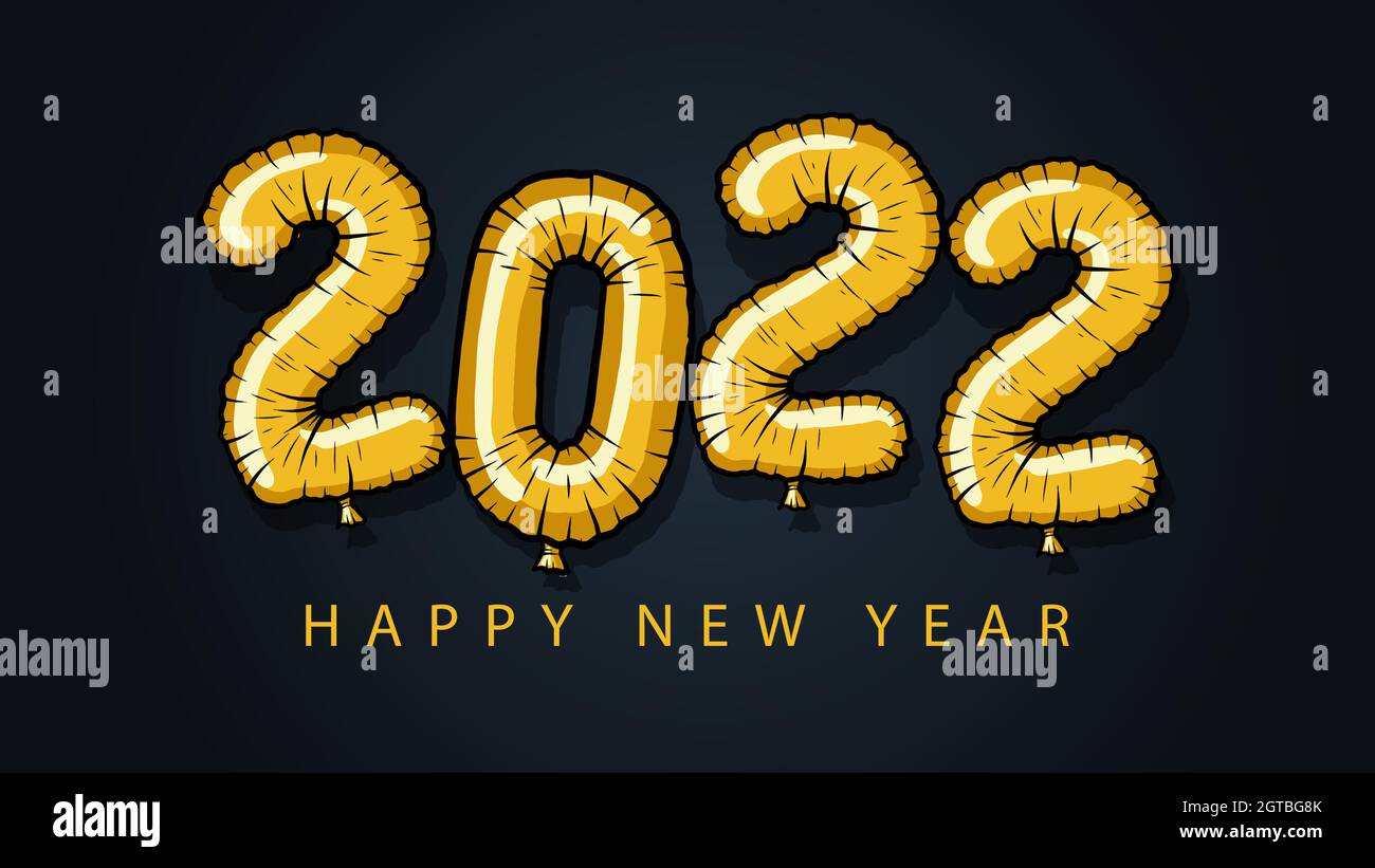 Frohes neues Jahr 2022 mit Text Ballon Vektor Illustration. Das Design von 2022 ist für Grüße, Einladungen, Banner oder Hintergrund ähnlich Stock Vektor