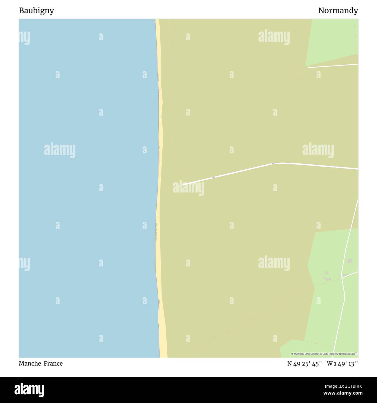 Baubigny, Manche, Frankreich, Normandie, N 49 25' 45'', W 1 49' 13'', Karte, Timeless Map veröffentlicht im Jahr 2021. Reisende, Entdecker und Abenteurer wie Florence Nightingale, David Livingstone, Ernest Shackleton, Lewis and Clark und Sherlock Holmes haben sich bei der Planung von Reisen zu den entlegensten Ecken der Welt auf Karten verlassen.Timeless Maps kartiert die meisten Orte auf der Welt und zeigt die Verwirklichung großer Träume Stockfoto