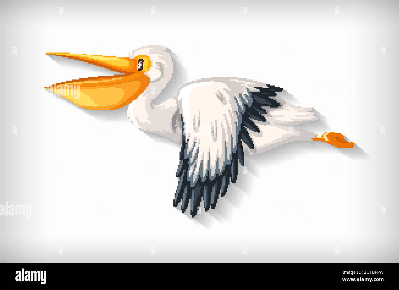 Pelikanvögel fliegen auf weißem Hintergrund Stock Vektor
