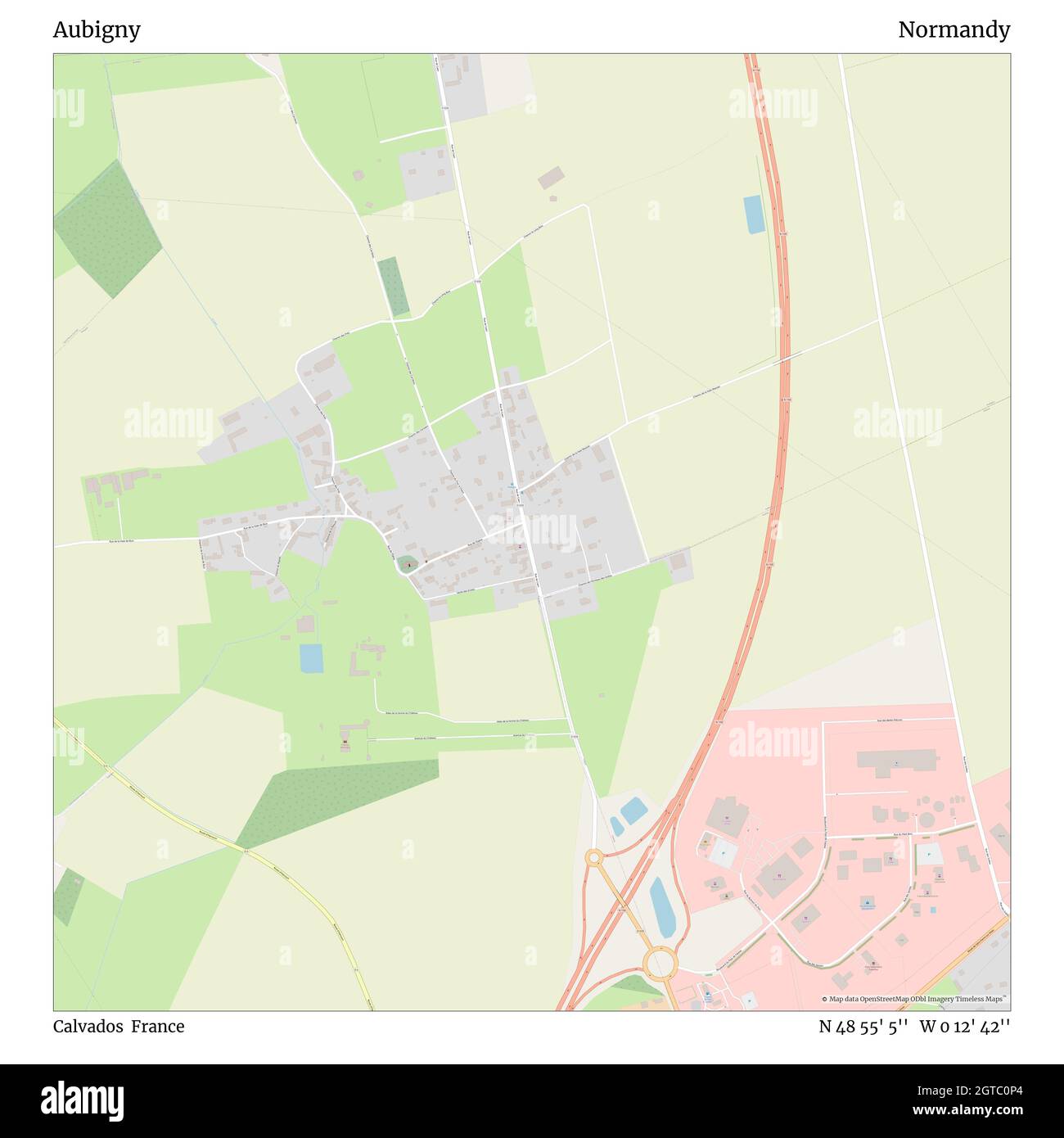 Aubigny, Calvados, Frankreich, Normandie, N 48 55' 5'', W 0 12' 42'', map, Timeless Map veröffentlicht im Jahr 2021. Reisende, Entdecker und Abenteurer wie Florence Nightingale, David Livingstone, Ernest Shackleton, Lewis and Clark und Sherlock Holmes haben sich bei der Planung von Reisen zu den entlegensten Ecken der Welt auf Karten verlassen.Timeless Maps kartiert die meisten Orte auf der Welt und zeigt die Verwirklichung großer Träume Stockfoto