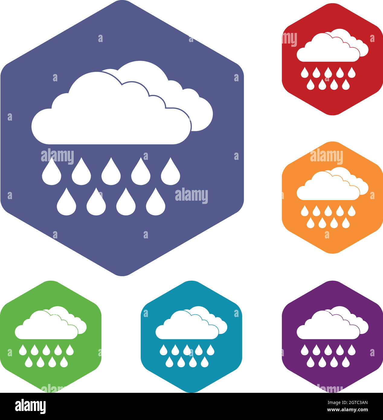 Wolken und Regen Icons set Stock Vektor