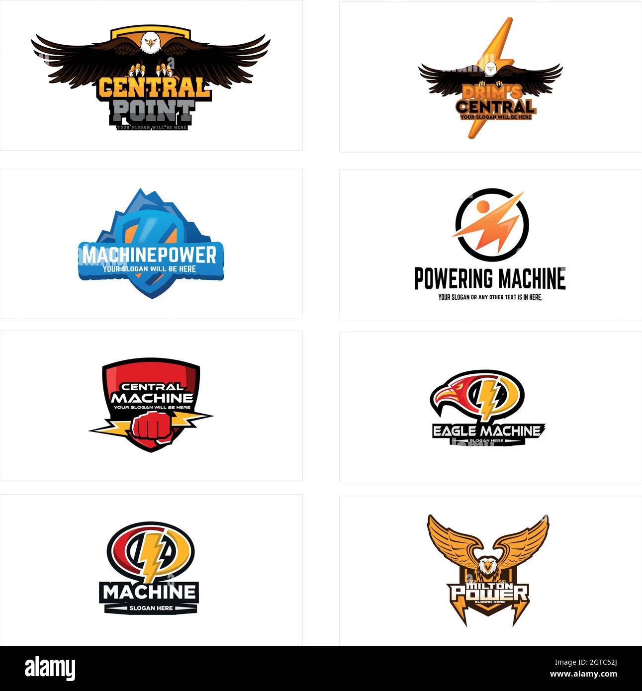 Set von modernen Maschinen Energie Abzeichen Logo Design Stock Vektor