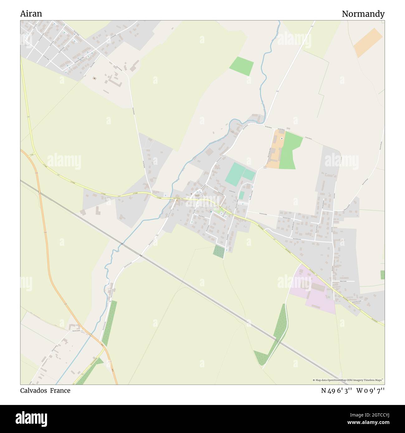 Airan, Calvados, Frankreich, Normandie, N 49 6' 3'', W 0 9' 7'', map, Timeless Map veröffentlicht im Jahr 2021. Reisende, Entdecker und Abenteurer wie Florence Nightingale, David Livingstone, Ernest Shackleton, Lewis and Clark und Sherlock Holmes haben sich bei der Planung von Reisen zu den entlegensten Ecken der Welt auf Karten verlassen.Timeless Maps kartiert die meisten Orte auf der Welt und zeigt die Verwirklichung großer Träume Stockfoto