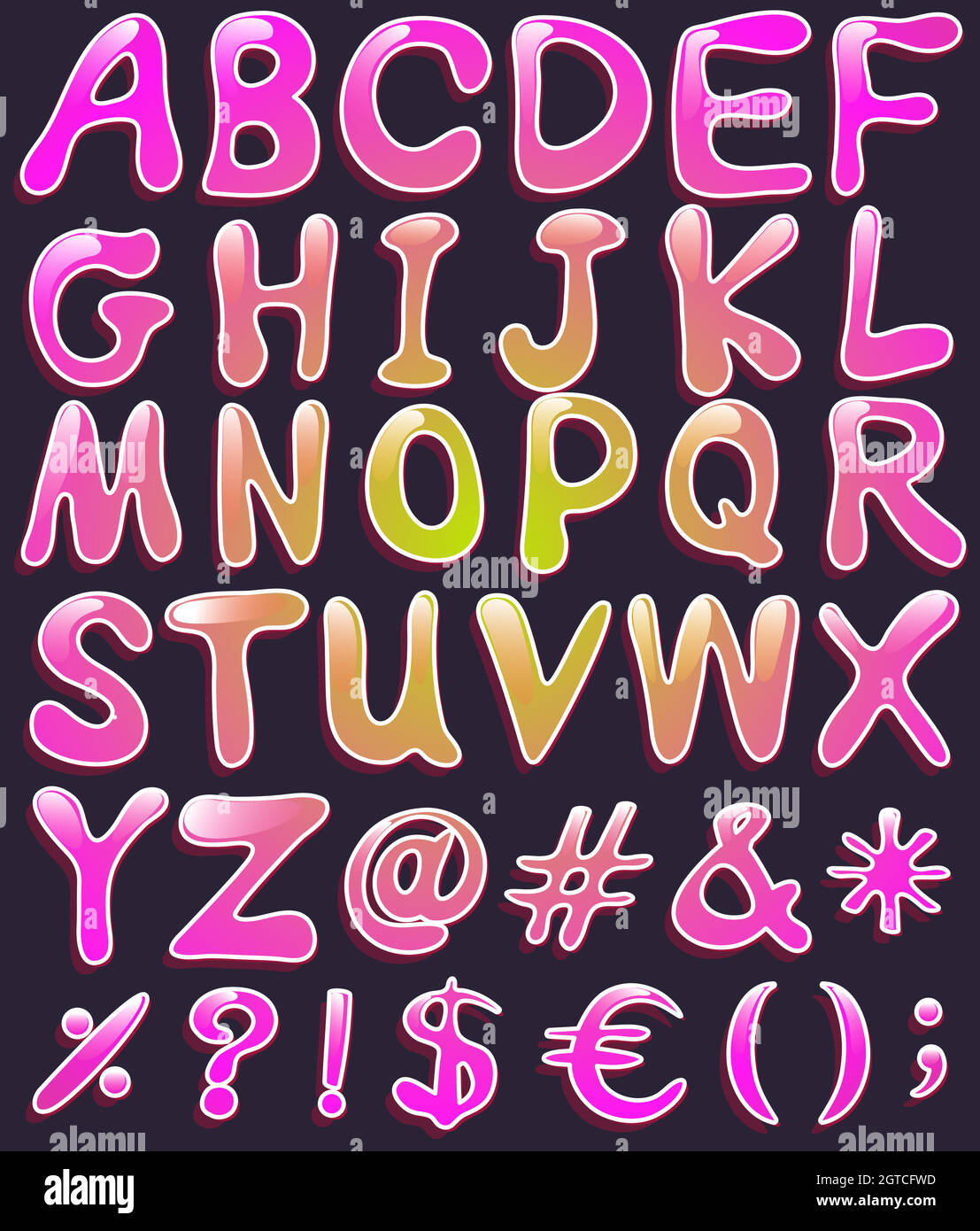 Buchstaben des Alphabets in rosa Farbe Stock Vektor