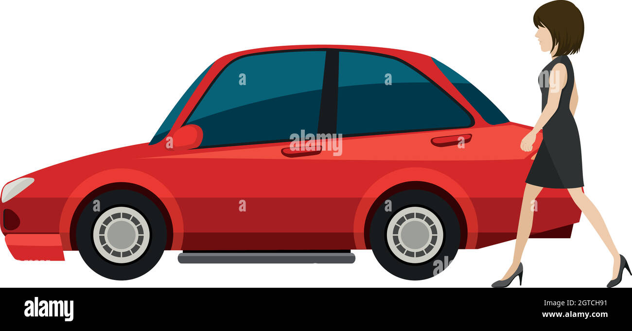 Frau und Auto Stock Vektor