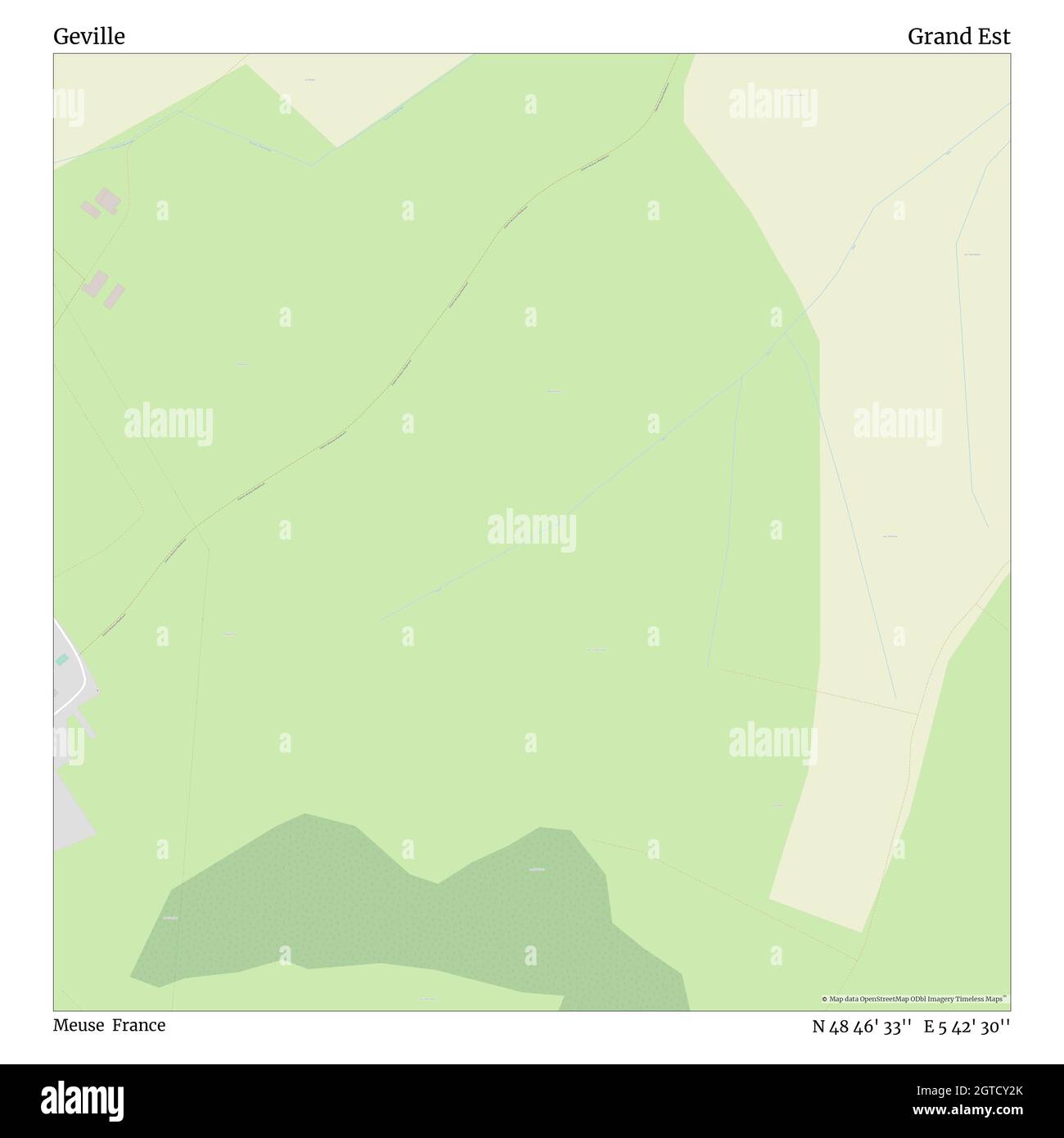 Geville, Meuse, France, Grand Est, N 48 46' 33'', E 5 42' 30'', map, Timeless Map veröffentlicht im Jahr 2021. Reisende, Entdecker und Abenteurer wie Florence Nightingale, David Livingstone, Ernest Shackleton, Lewis and Clark und Sherlock Holmes haben sich bei der Planung von Reisen zu den entlegensten Ecken der Welt auf Karten verlassen.Timeless Maps kartiert die meisten Orte auf der Welt und zeigt die Verwirklichung großer Träume Stockfoto