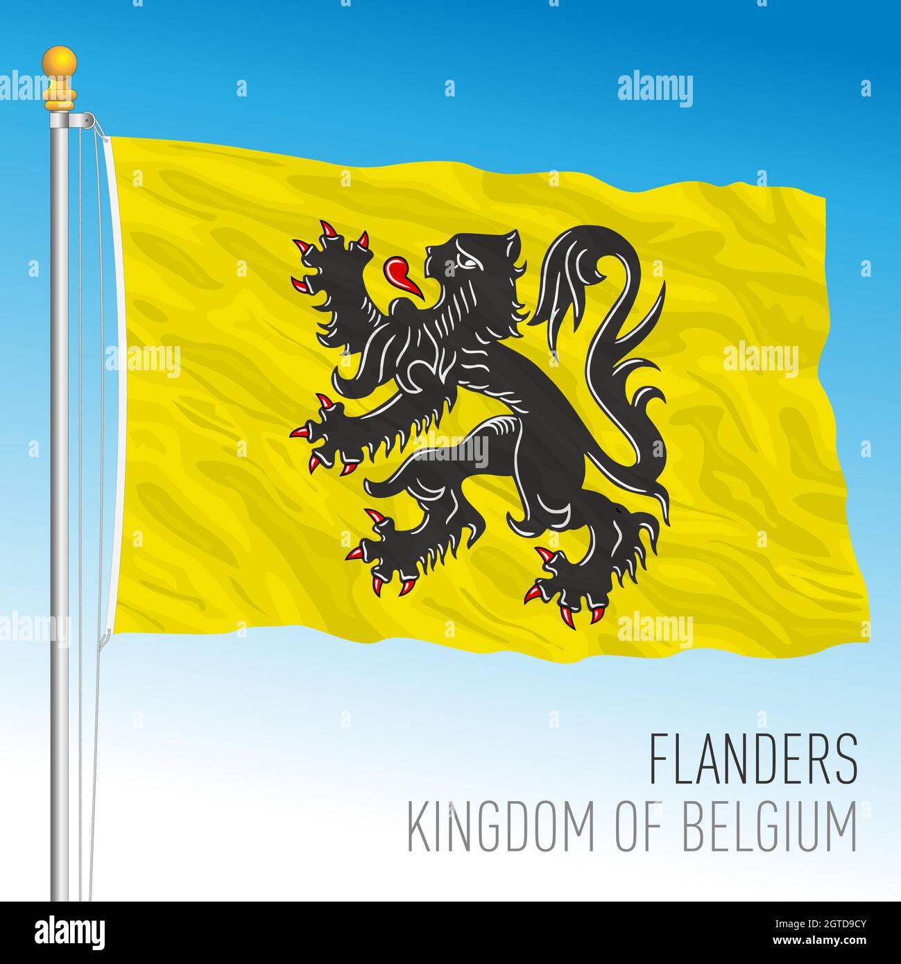 Flandern-Regionalflagge, Königreich Belgien, Vektorgrafik Stock Vektor