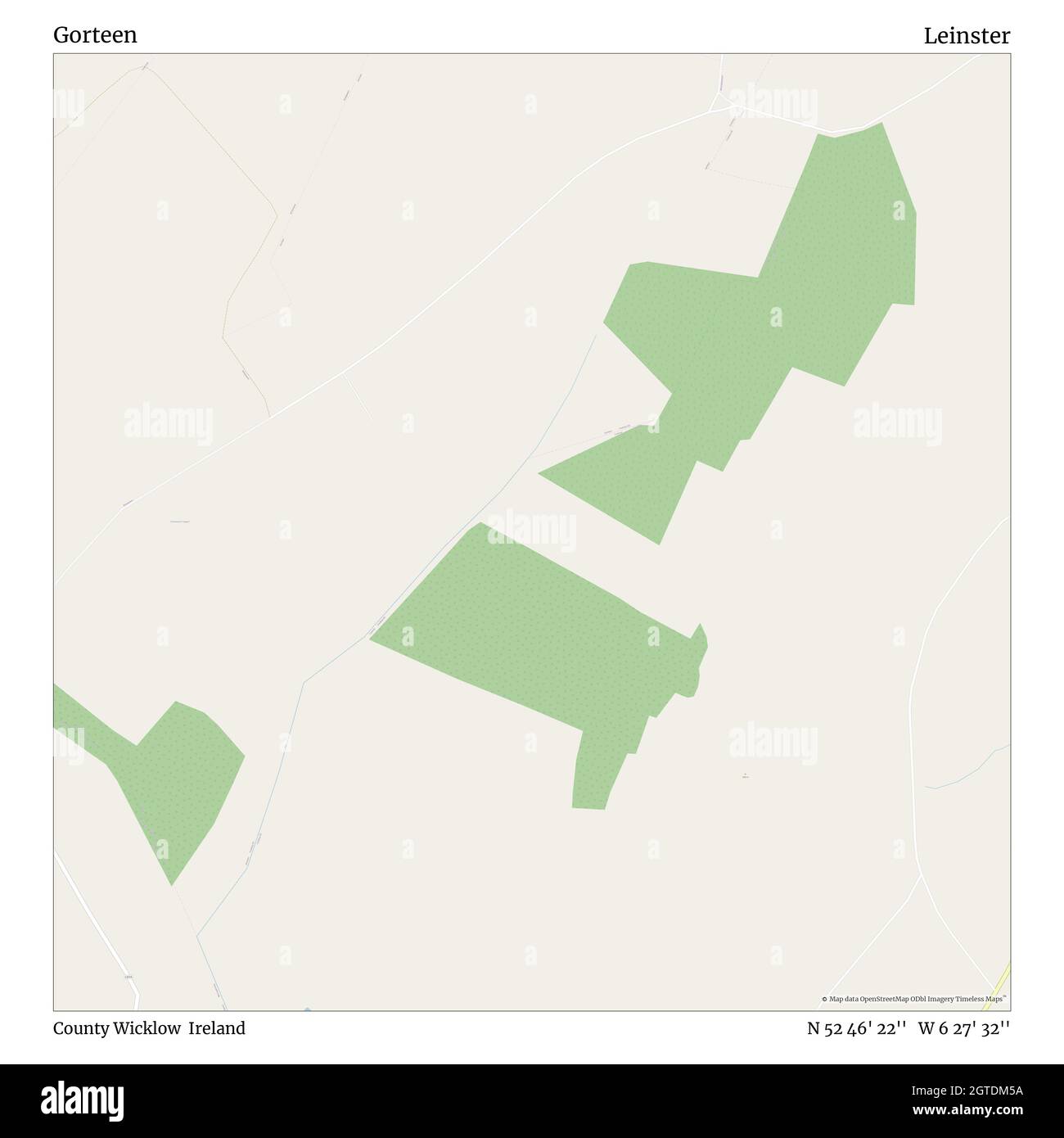 Gorteen, County Wicklow, Ireland, Leinster, N 52 46' 22'', W 6 27' 32'', map, Timeless Map veröffentlicht im Jahr 2021. Reisende, Entdecker und Abenteurer wie Florence Nightingale, David Livingstone, Ernest Shackleton, Lewis and Clark und Sherlock Holmes haben sich bei der Planung von Reisen zu den entlegensten Ecken der Welt auf Karten verlassen.Timeless Maps kartiert die meisten Orte auf der Welt und zeigt die Verwirklichung großer Träume Stockfoto