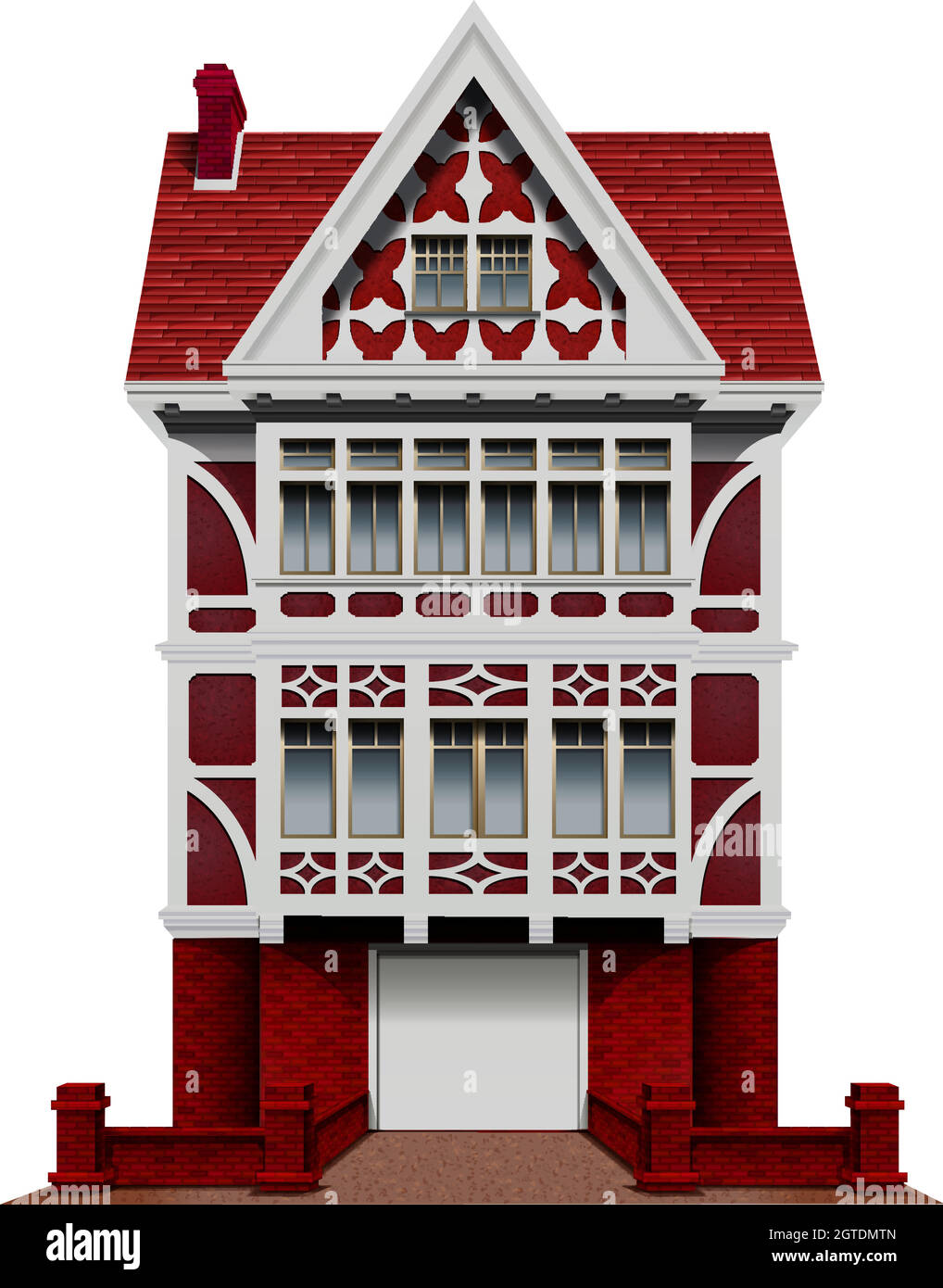 Ein großes rotes Haus Stock Vektor