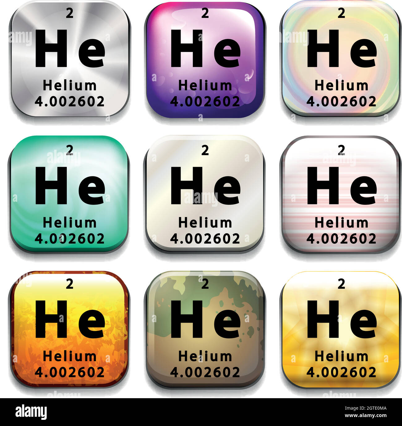 Eine Schaltfläche mit dem Element Helium Stock Vektor
