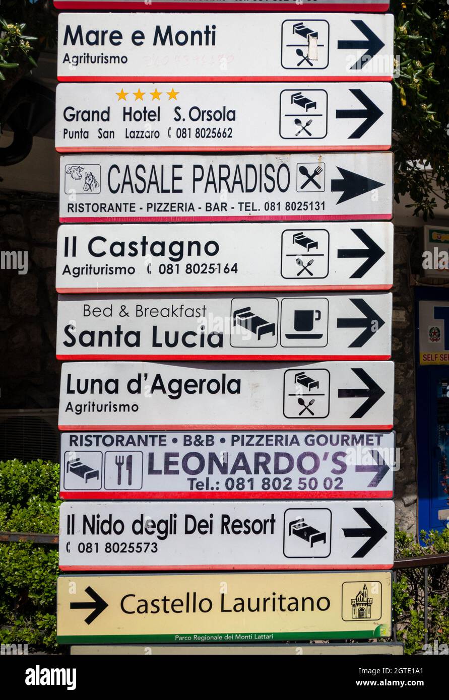 Touristenschild, Salerno, Kampanien, Italien Stockfoto