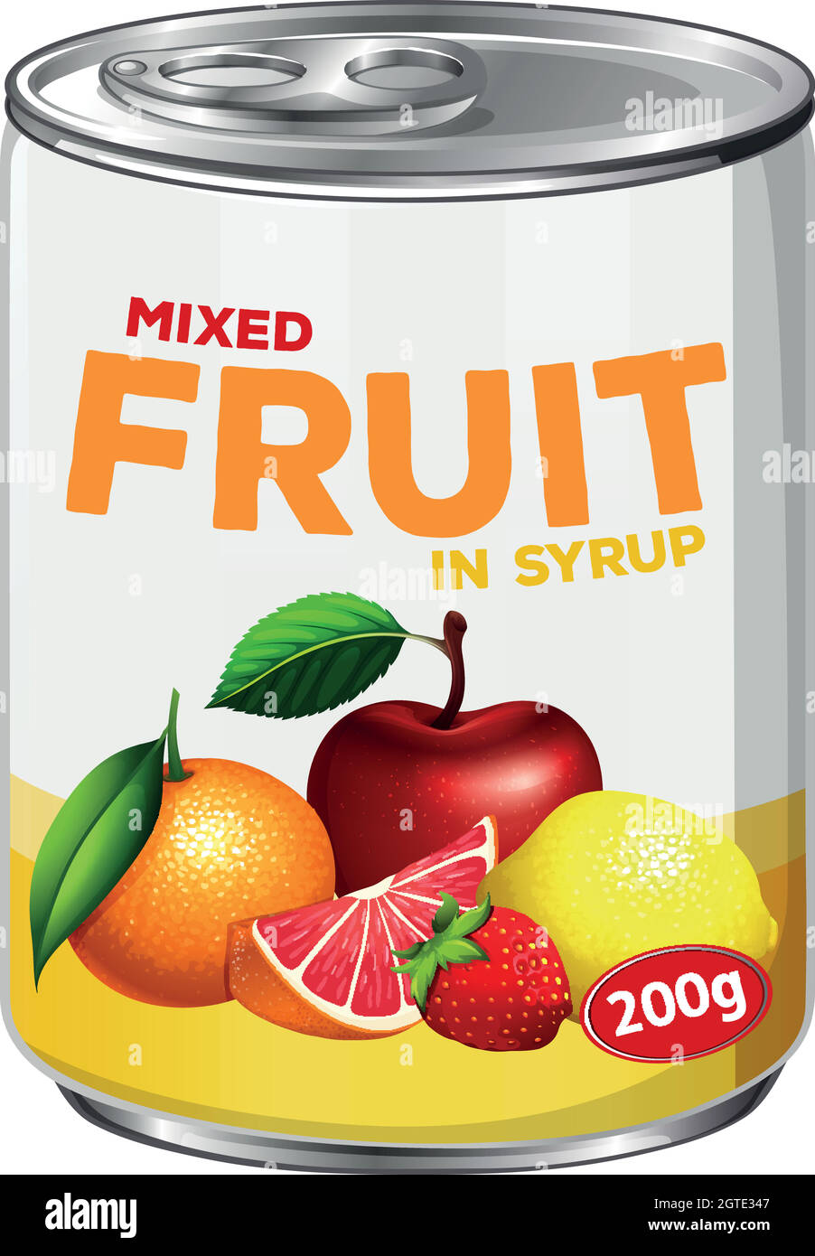 Eine Dose gemischte Früchte in Sirup Stock Vektor
