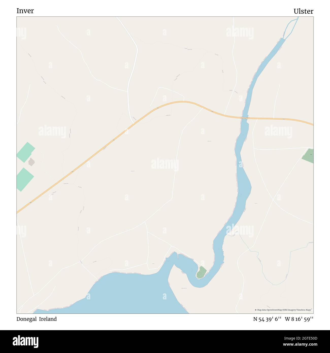 Inver, Donegal, Ireland, Ulster, N 54 39' 6'', W 8 16' 59'', map, Timeless Map veröffentlicht im Jahr 2021. Reisende, Entdecker und Abenteurer wie Florence Nightingale, David Livingstone, Ernest Shackleton, Lewis and Clark und Sherlock Holmes haben sich bei der Planung von Reisen zu den entlegensten Ecken der Welt auf Karten verlassen.Timeless Maps kartiert die meisten Orte auf der Welt und zeigt die Verwirklichung großer Träume Stockfoto