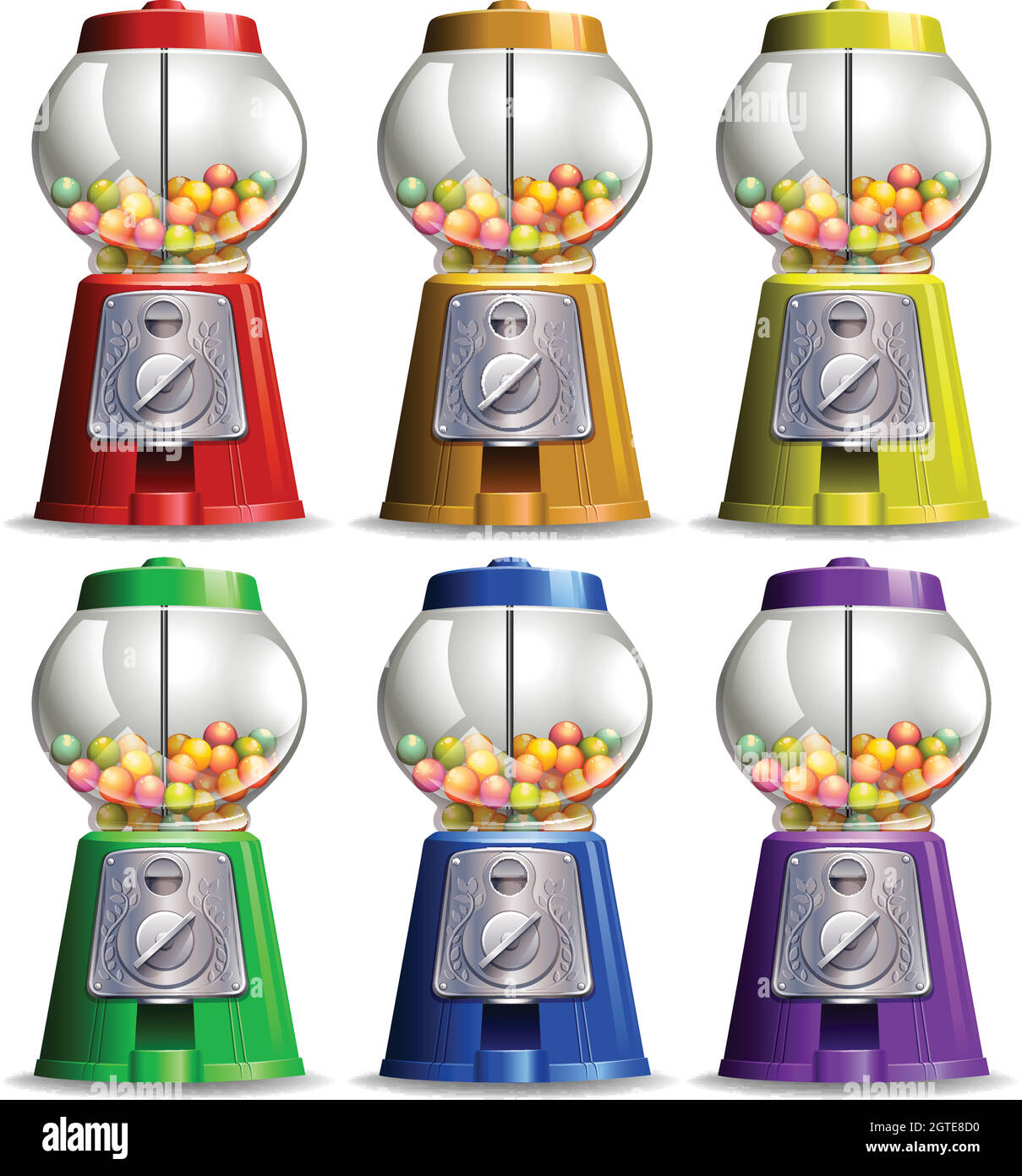 Bubble Gummi Maschine in verschiedenen Farben Stock Vektor