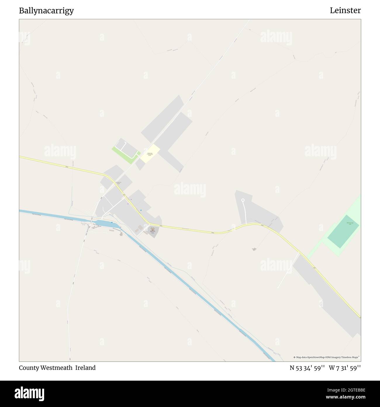 Ballynacarrigy, County Westmeath, Irland, Leinster, N 53 34' 59'', W 7 31' 59'', map, Timeless Map veröffentlicht im Jahr 2021. Reisende, Entdecker und Abenteurer wie Florence Nightingale, David Livingstone, Ernest Shackleton, Lewis and Clark und Sherlock Holmes haben sich bei der Planung von Reisen zu den entlegensten Ecken der Welt auf Karten verlassen.Timeless Maps kartiert die meisten Orte auf der Welt und zeigt die Verwirklichung großer Träume Stockfoto