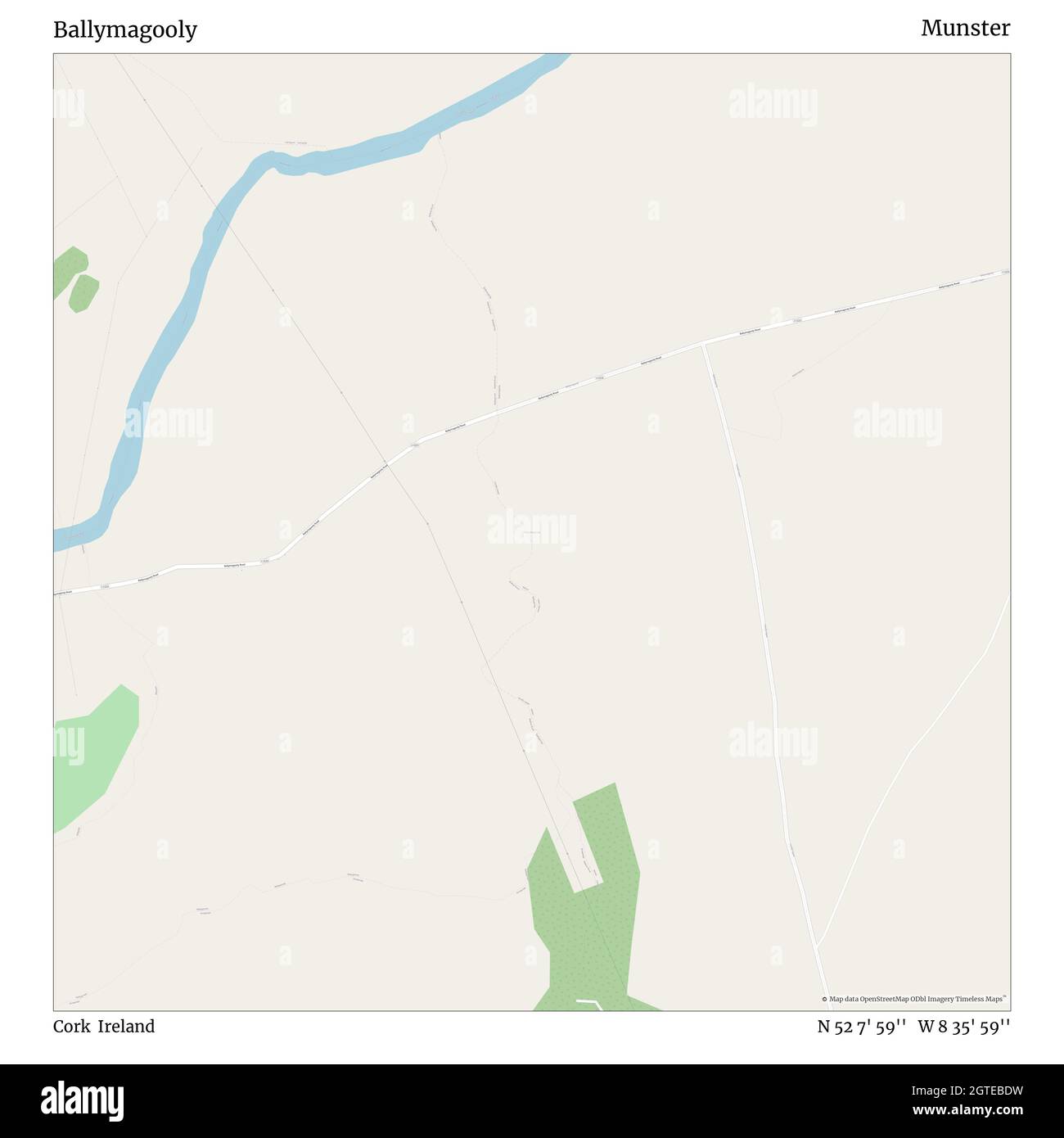 Ballymagooly, Cork, Irland, Munster, N 52 7' 59'', W 8 35' 59'', map, Timeless Map veröffentlicht im Jahr 2021. Reisende, Entdecker und Abenteurer wie Florence Nightingale, David Livingstone, Ernest Shackleton, Lewis and Clark und Sherlock Holmes haben sich bei der Planung von Reisen zu den entlegensten Ecken der Welt auf Karten verlassen.Timeless Maps kartiert die meisten Orte auf der Welt und zeigt die Verwirklichung großer Träume Stockfoto