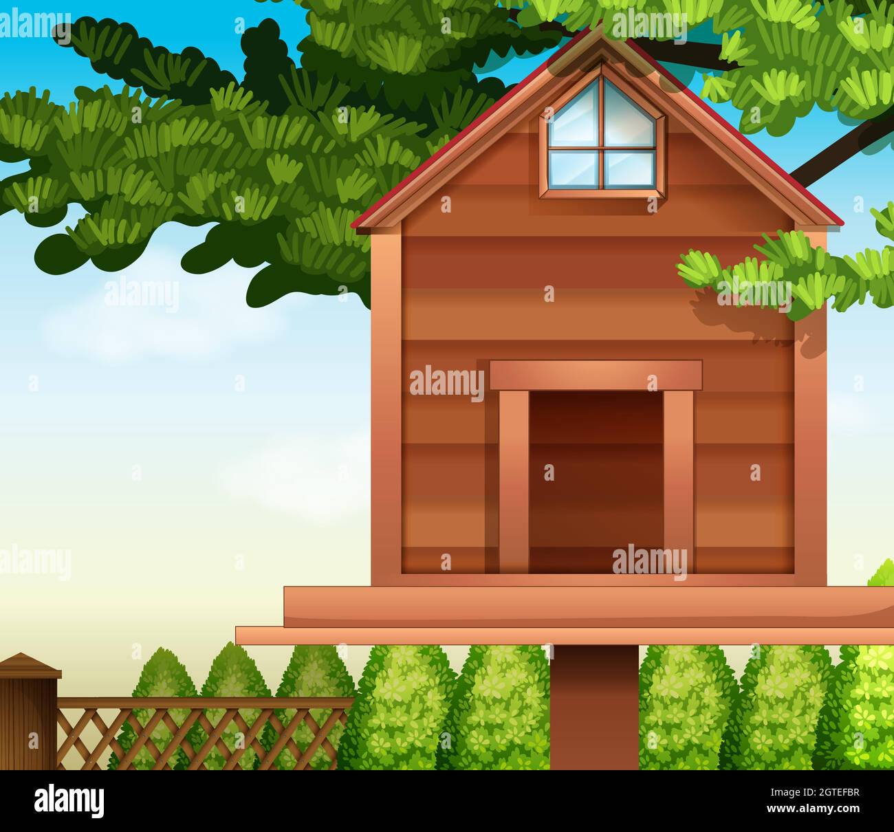 Ein hölzernes Vogelhaus Stock Vektor