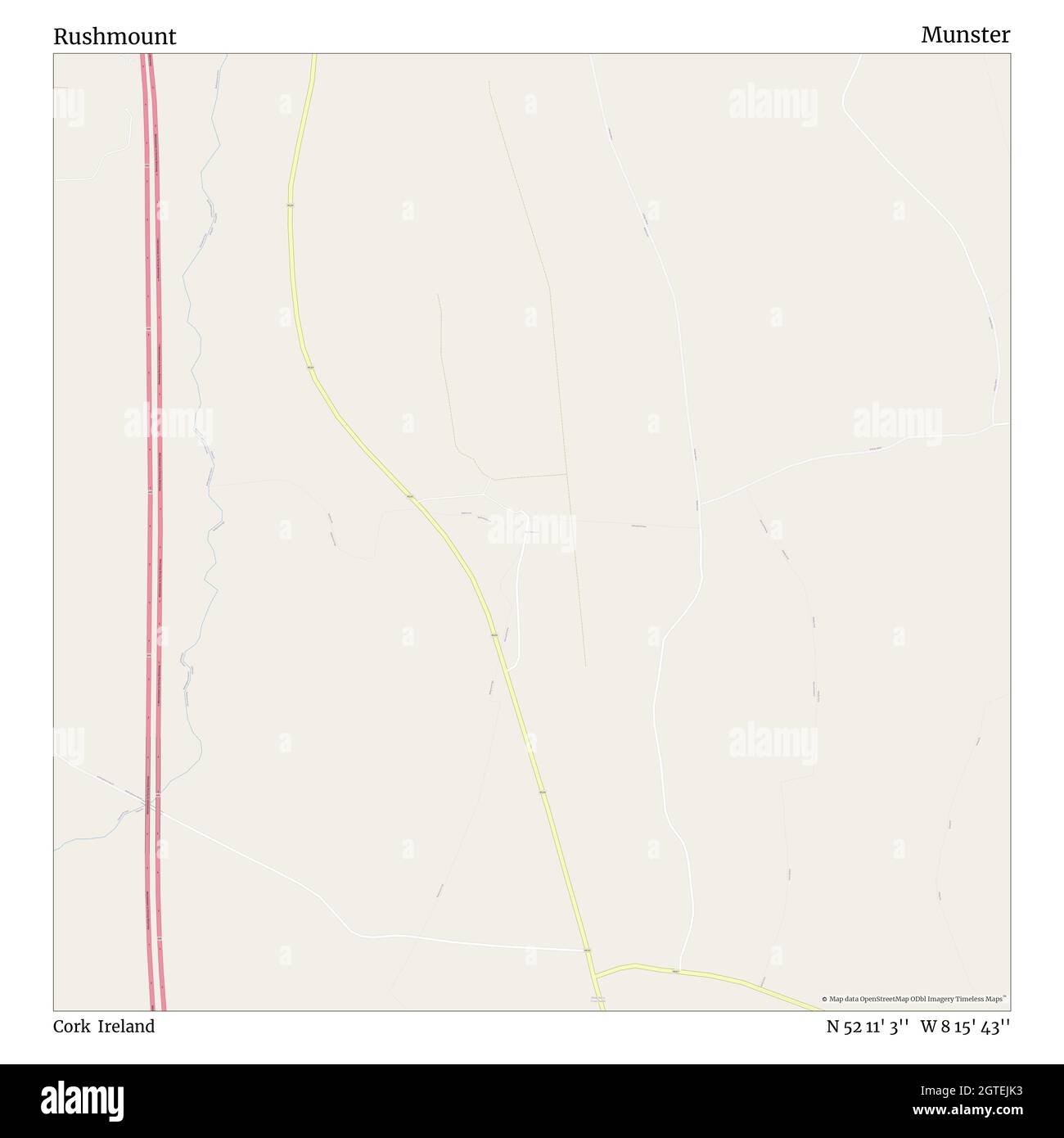 Rushmount, Cork, Irland, Munster, N 52 11' 3'', W 8 15' 43'', map, Timeless Map veröffentlicht im Jahr 2021. Reisende, Entdecker und Abenteurer wie Florence Nightingale, David Livingstone, Ernest Shackleton, Lewis and Clark und Sherlock Holmes haben sich bei der Planung von Reisen zu den entlegensten Ecken der Welt auf Karten verlassen.Timeless Maps kartiert die meisten Orte auf der Welt und zeigt die Verwirklichung großer Träume Stockfoto