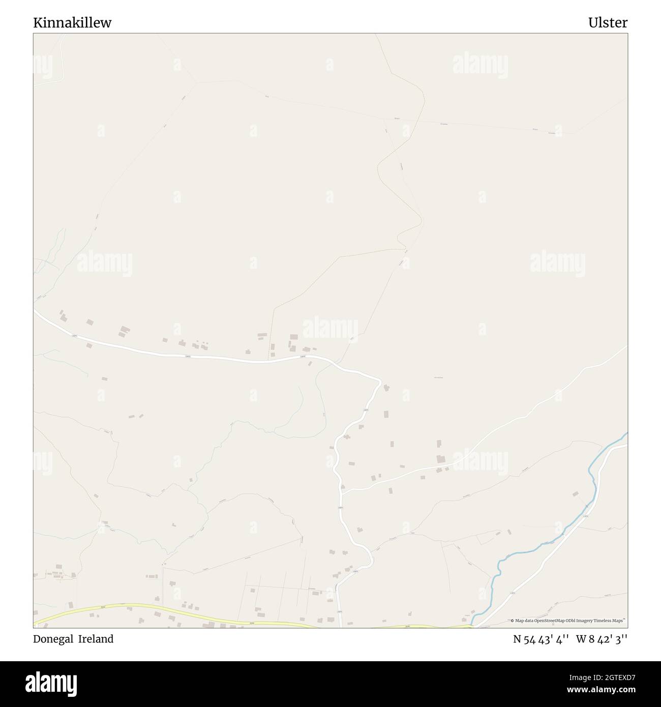 Kinnakillew, Donegal, Irland, Ulster, N 54 43' 4'', W 8 42' 3'', map, Timeless Map veröffentlicht im Jahr 2021. Reisende, Entdecker und Abenteurer wie Florence Nightingale, David Livingstone, Ernest Shackleton, Lewis and Clark und Sherlock Holmes haben sich bei der Planung von Reisen zu den entlegensten Ecken der Welt auf Karten verlassen.Timeless Maps kartiert die meisten Orte auf der Welt und zeigt die Verwirklichung großer Träume Stockfoto