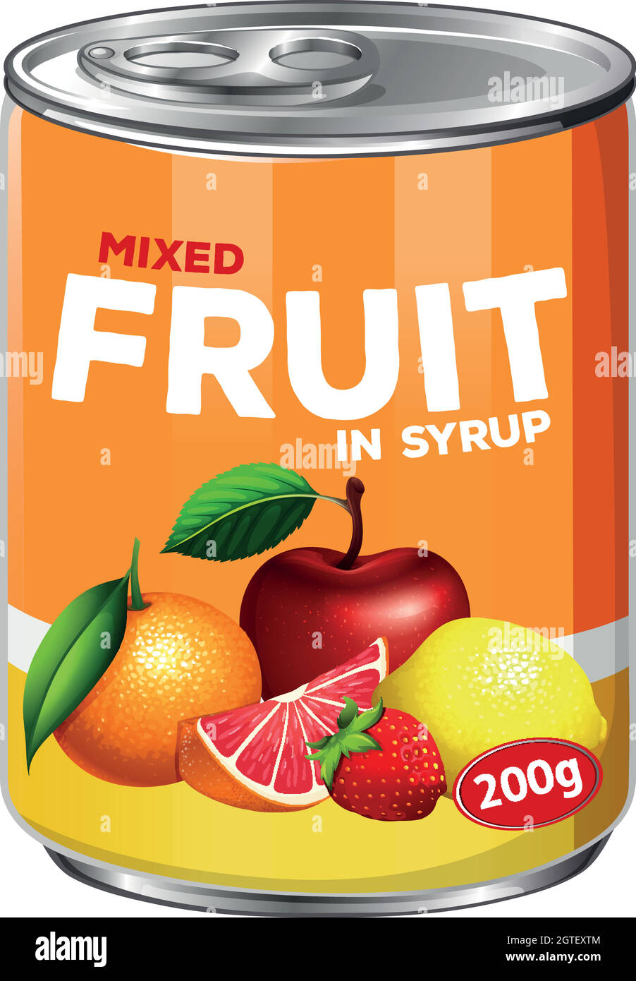 Eine Dose Mixed Fruit in Sirup Stock Vektor