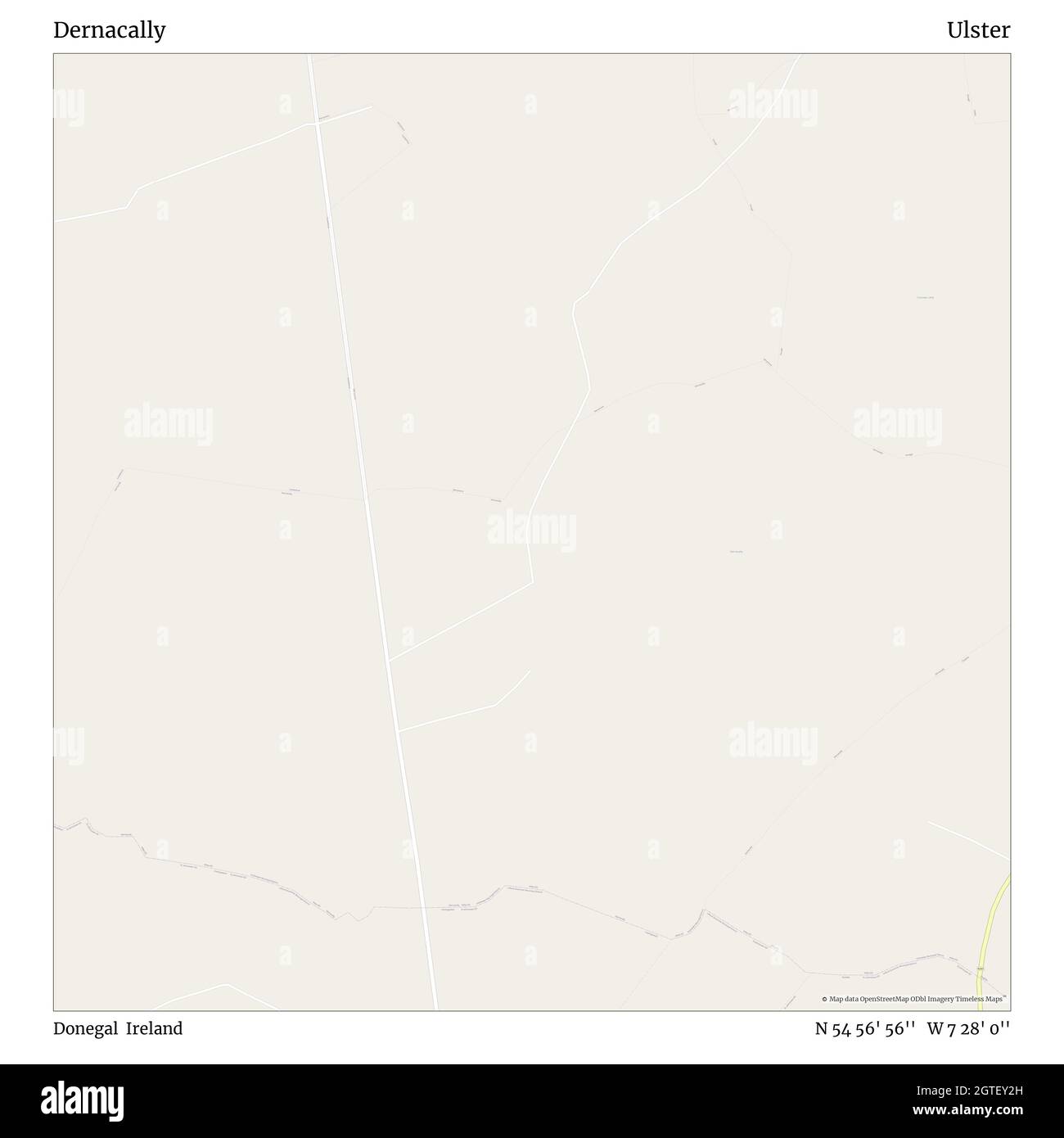 Dernacally, Donegal, Ireland, Ulster, N 54 56' 56'', W 7 28' 0'', map, Timeless Map veröffentlicht im Jahr 2021. Reisende, Entdecker und Abenteurer wie Florence Nightingale, David Livingstone, Ernest Shackleton, Lewis and Clark und Sherlock Holmes haben sich bei der Planung von Reisen zu den entlegensten Ecken der Welt auf Karten verlassen.Timeless Maps kartiert die meisten Orte auf der Welt und zeigt die Verwirklichung großer Träume Stockfoto