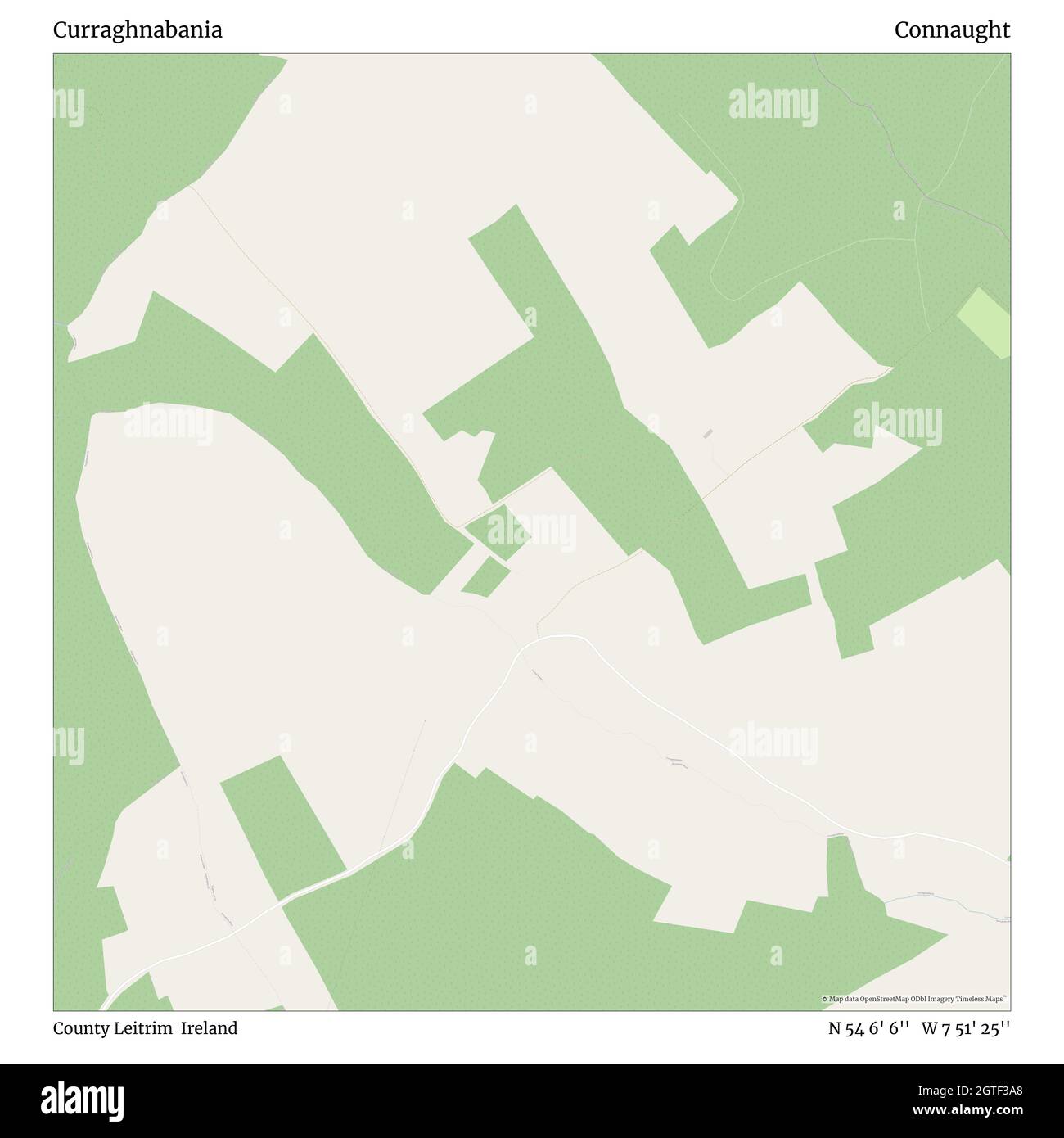 Curraghnabania, County Leitrim, Ireland, Connaught, N 54 6' 6'', W 7 51' 25'', map, Timeless Map veröffentlicht im Jahr 2021. Reisende, Entdecker und Abenteurer wie Florence Nightingale, David Livingstone, Ernest Shackleton, Lewis and Clark und Sherlock Holmes haben sich bei der Planung von Reisen zu den entlegensten Ecken der Welt auf Karten verlassen.Timeless Maps kartiert die meisten Orte auf der Welt und zeigt die Verwirklichung großer Träume Stockfoto