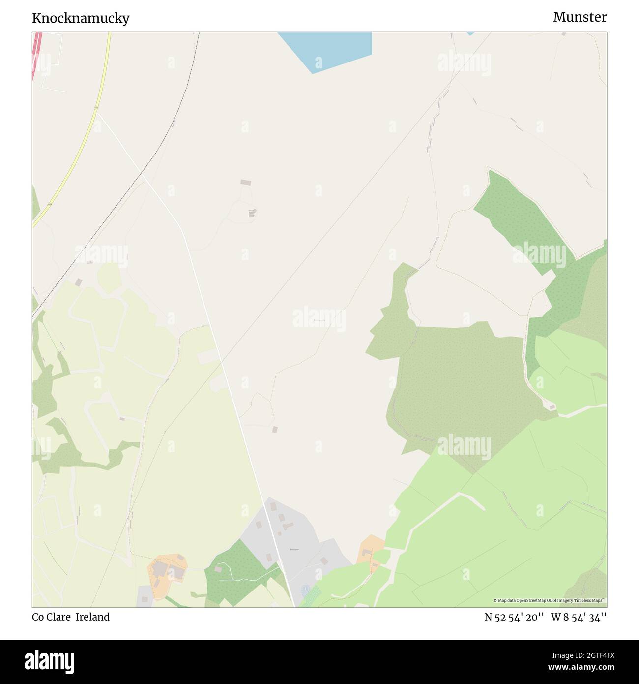 Knocknamucky, Co Clare, Ireland, Munster, N 52 54' 20'', W 8 54' 34'', map, Timeless Map veröffentlicht im Jahr 2021. Reisende, Entdecker und Abenteurer wie Florence Nightingale, David Livingstone, Ernest Shackleton, Lewis and Clark und Sherlock Holmes haben sich bei der Planung von Reisen zu den entlegensten Ecken der Welt auf Karten verlassen.Timeless Maps kartiert die meisten Orte auf der Welt und zeigt die Verwirklichung großer Träume Stockfoto