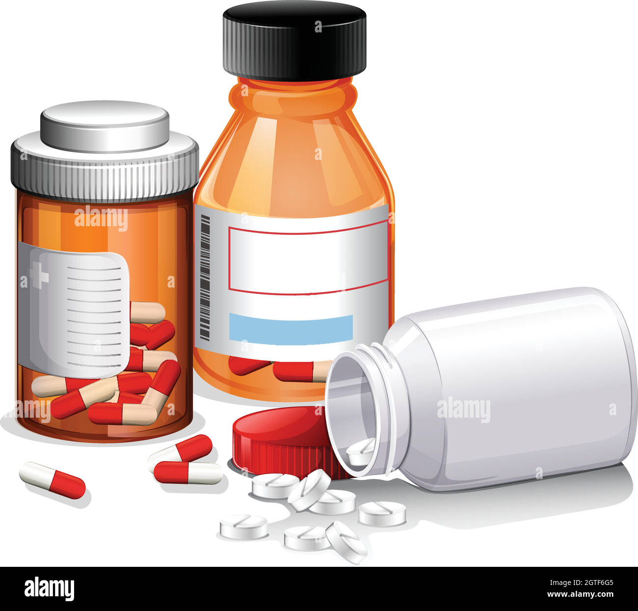 Eine Reihe von Arzneien auf weißem Hintergrund Stock Vektor
