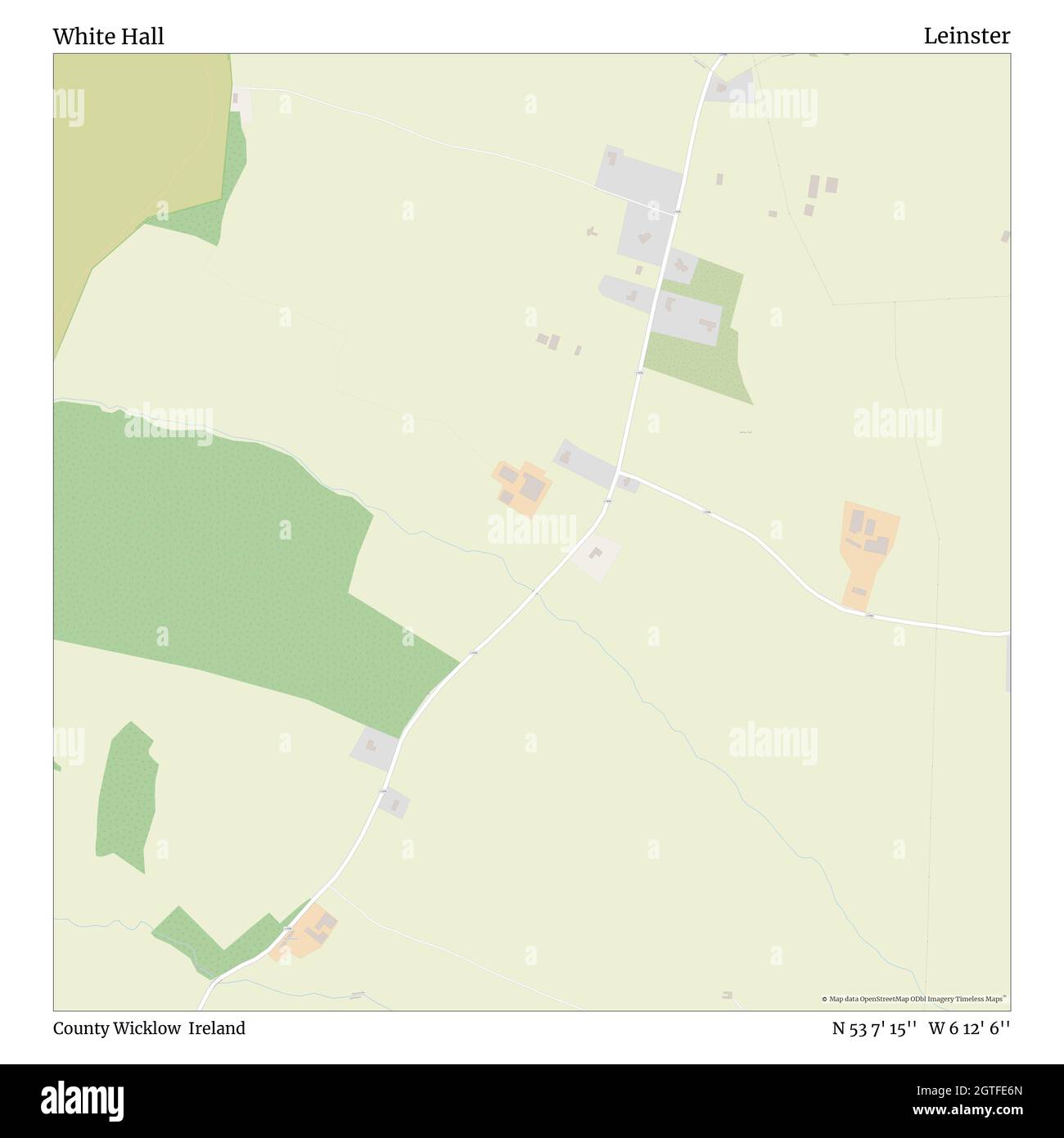 White Hall, County Wicklow, Ireland, Leinster, N 53 7' 15'', W 6 12' 6'', map, Timeless Map veröffentlicht im Jahr 2021. Reisende, Entdecker und Abenteurer wie Florence Nightingale, David Livingstone, Ernest Shackleton, Lewis and Clark und Sherlock Holmes haben sich bei der Planung von Reisen zu den entlegensten Ecken der Welt auf Karten verlassen.Timeless Maps kartiert die meisten Orte auf der Welt und zeigt die Verwirklichung großer Träume Stockfoto