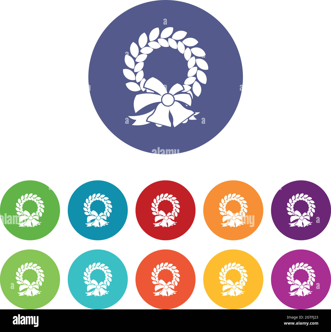 Frohe Weihnachten Kranz-Set-Symbole Stock Vektor