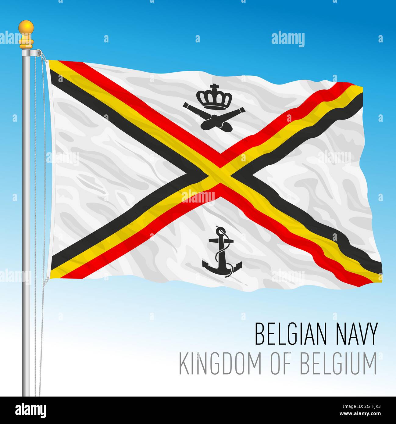 Flagge der belgischen Marine, Königreich Belgien, Vektorgrafik Stock Vektor