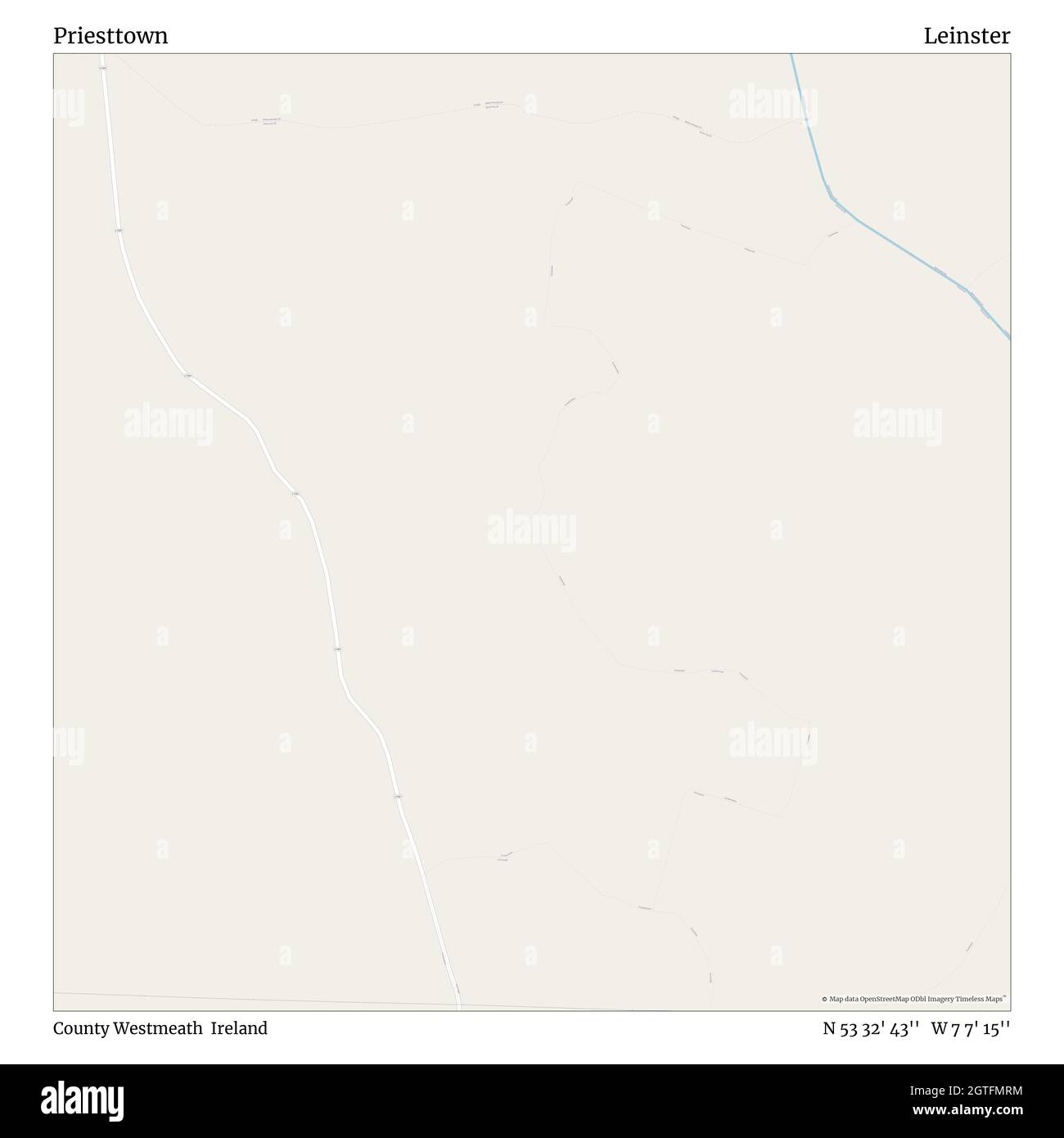 Priesttown, County Westmeath, Ireland, Leinster, N 53 32' 43'', W 7 7' 15'', map, Timeless Map veröffentlicht im Jahr 2021. Reisende, Entdecker und Abenteurer wie Florence Nightingale, David Livingstone, Ernest Shackleton, Lewis and Clark und Sherlock Holmes haben sich bei der Planung von Reisen zu den entlegensten Ecken der Welt auf Karten verlassen.Timeless Maps kartiert die meisten Orte auf der Welt und zeigt die Verwirklichung großer Träume Stockfoto