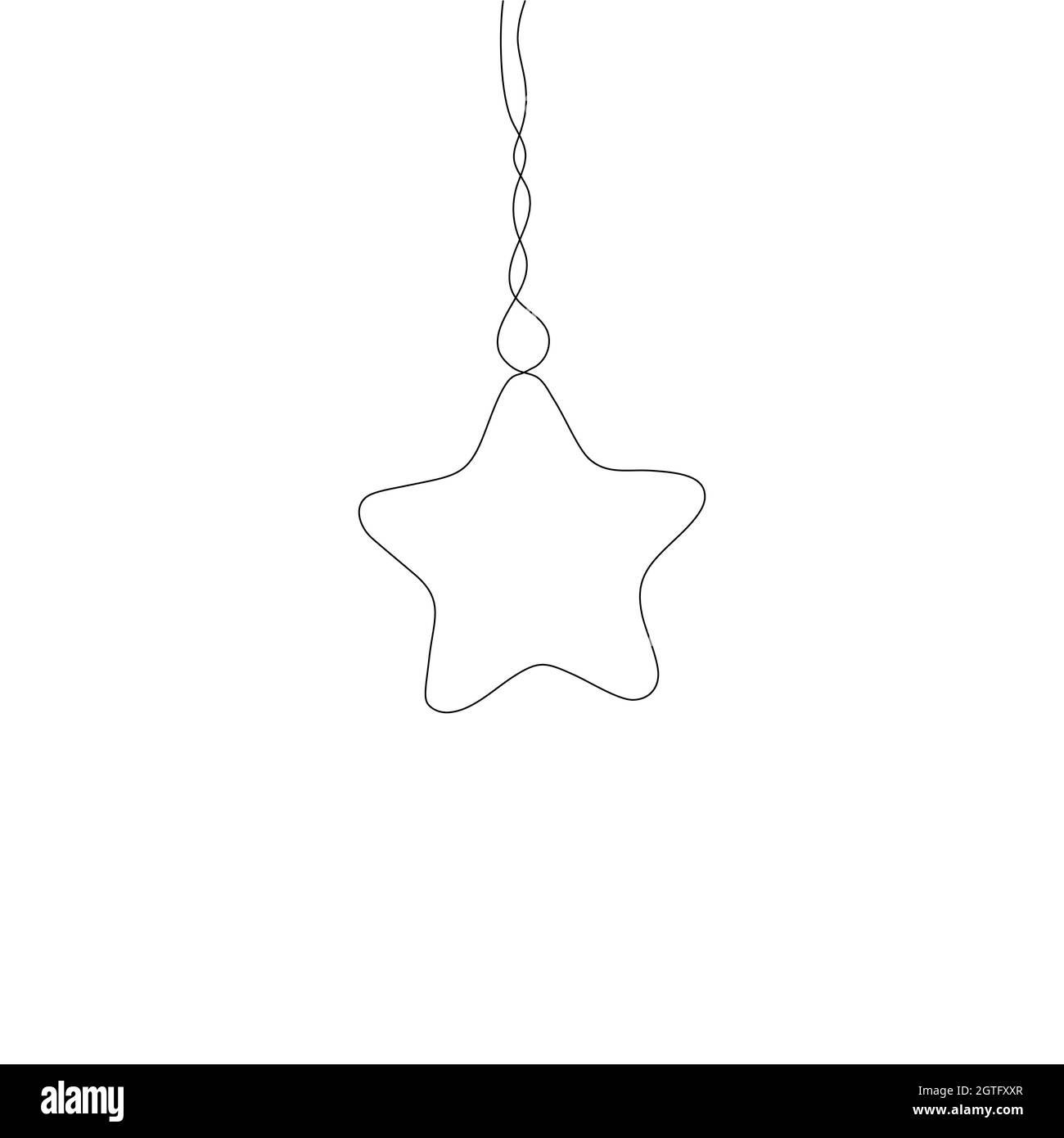 Stilisierter niedlicher Stern. Fortlaufendes Einlinien-Zeichnen. Umrissstil. Vektorgrafik für Dekor, Grußkarten, Poster, Drucke für Kleidung, Embleme. Stock Vektor