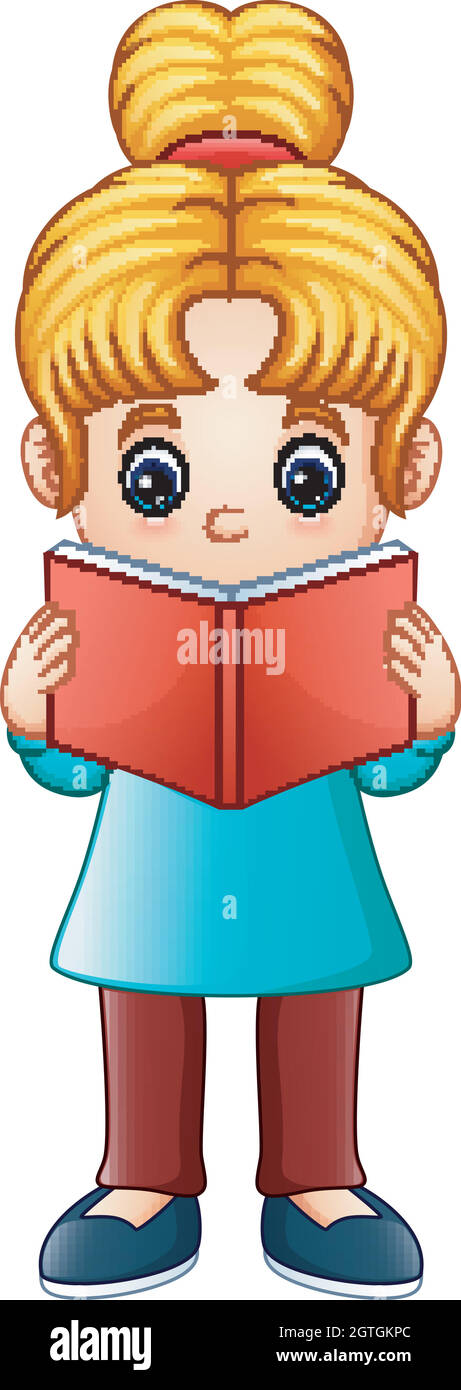 Kleines Mädchen liest eine Buchillustration Stock Vektor