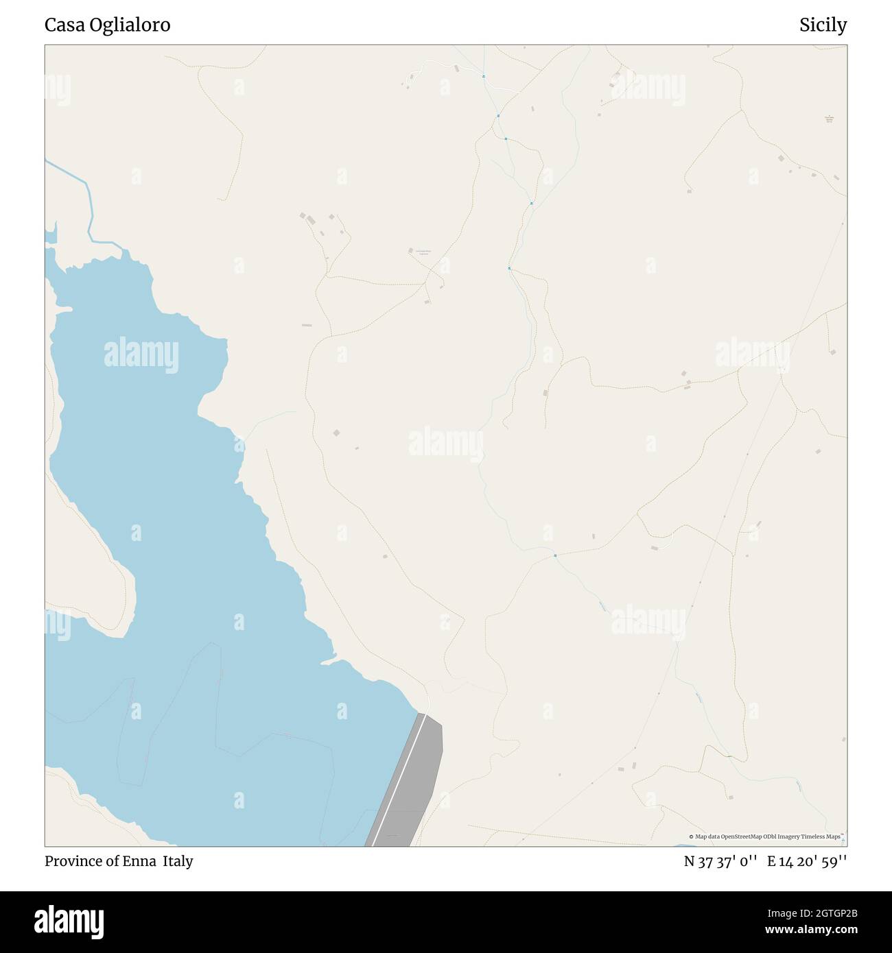 Casa Oglialoro, Provinz Enna, Italien, Sizilien, N 37 37' 0'', E 14 20' 59'', Karte, Timeless Map veröffentlicht im Jahr 2021. Reisende, Entdecker und Abenteurer wie Florence Nightingale, David Livingstone, Ernest Shackleton, Lewis and Clark und Sherlock Holmes haben sich bei der Planung von Reisen zu den entlegensten Ecken der Welt auf Karten verlassen.Timeless Maps kartiert die meisten Orte auf der Welt und zeigt die Verwirklichung großer Träume Stockfoto