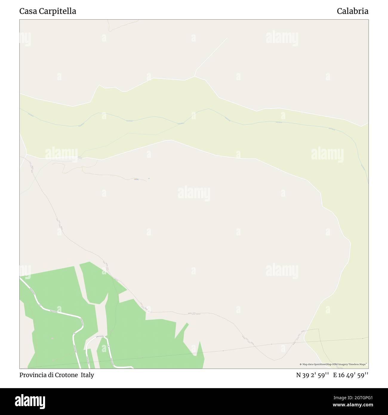 Casa Karpitella, Provincia di Crotone, Italien, Kalabrien, N 39 2' 59'', E 16 49' 59'', map, Timeless Map veröffentlicht im Jahr 2021. Reisende, Entdecker und Abenteurer wie Florence Nightingale, David Livingstone, Ernest Shackleton, Lewis and Clark und Sherlock Holmes haben sich bei der Planung von Reisen zu den entlegensten Ecken der Welt auf Karten verlassen.Timeless Maps kartiert die meisten Orte auf der Welt und zeigt die Verwirklichung großer Träume Stockfoto