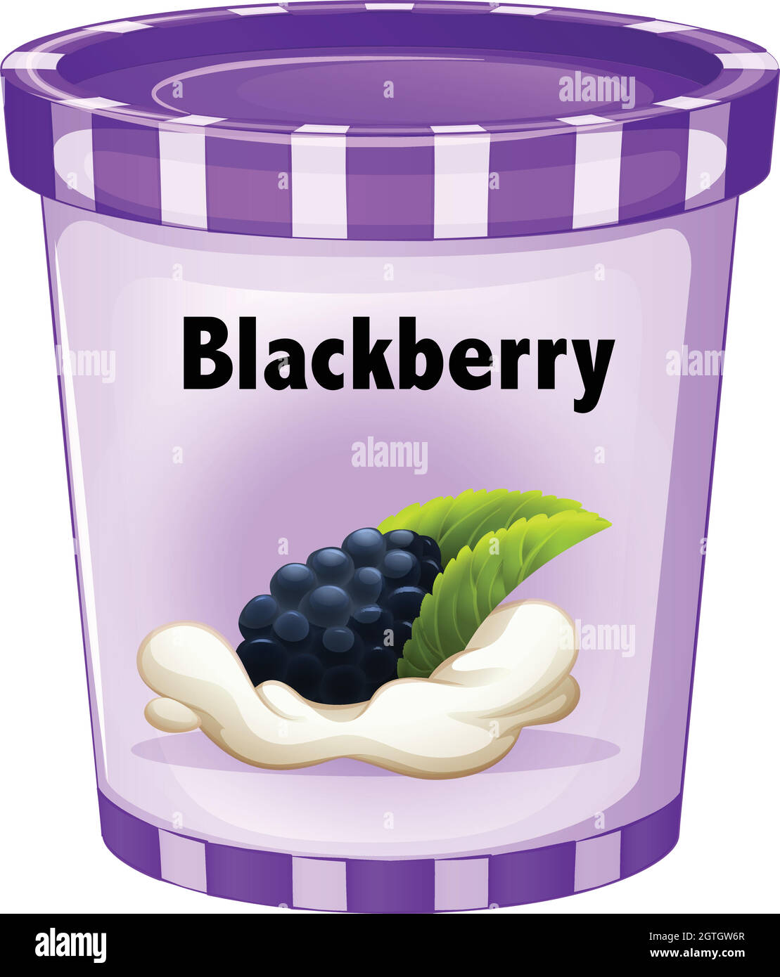 Brombeerjoghurt in violetter Tasse Stock Vektor