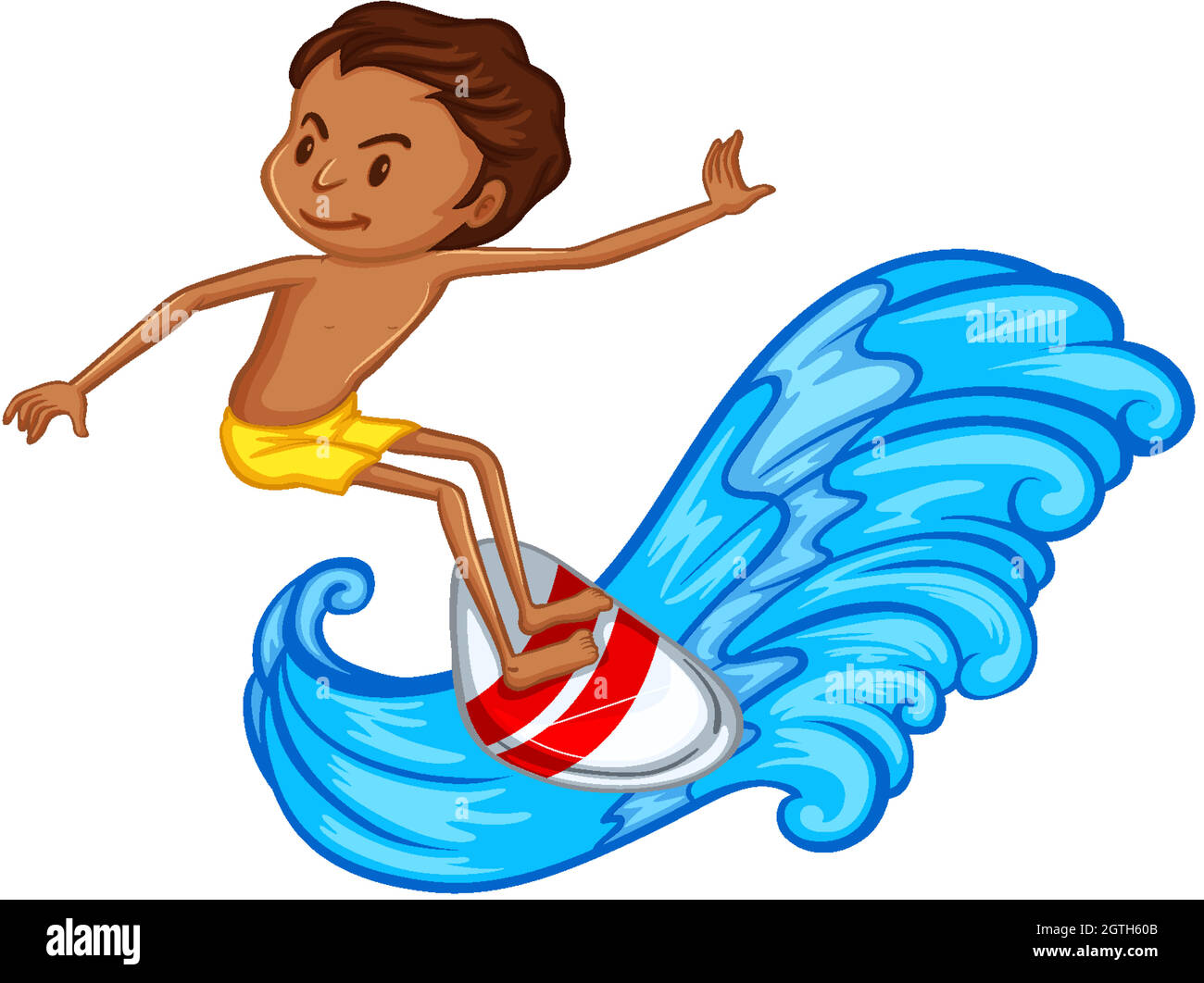 Sportler beim Surfen auf weißem Hintergrund Stock Vektor